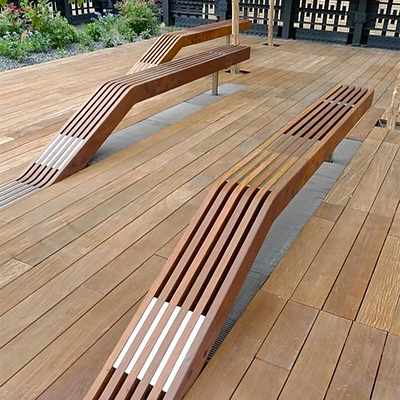  木栅格长凳 公用椅su模型 