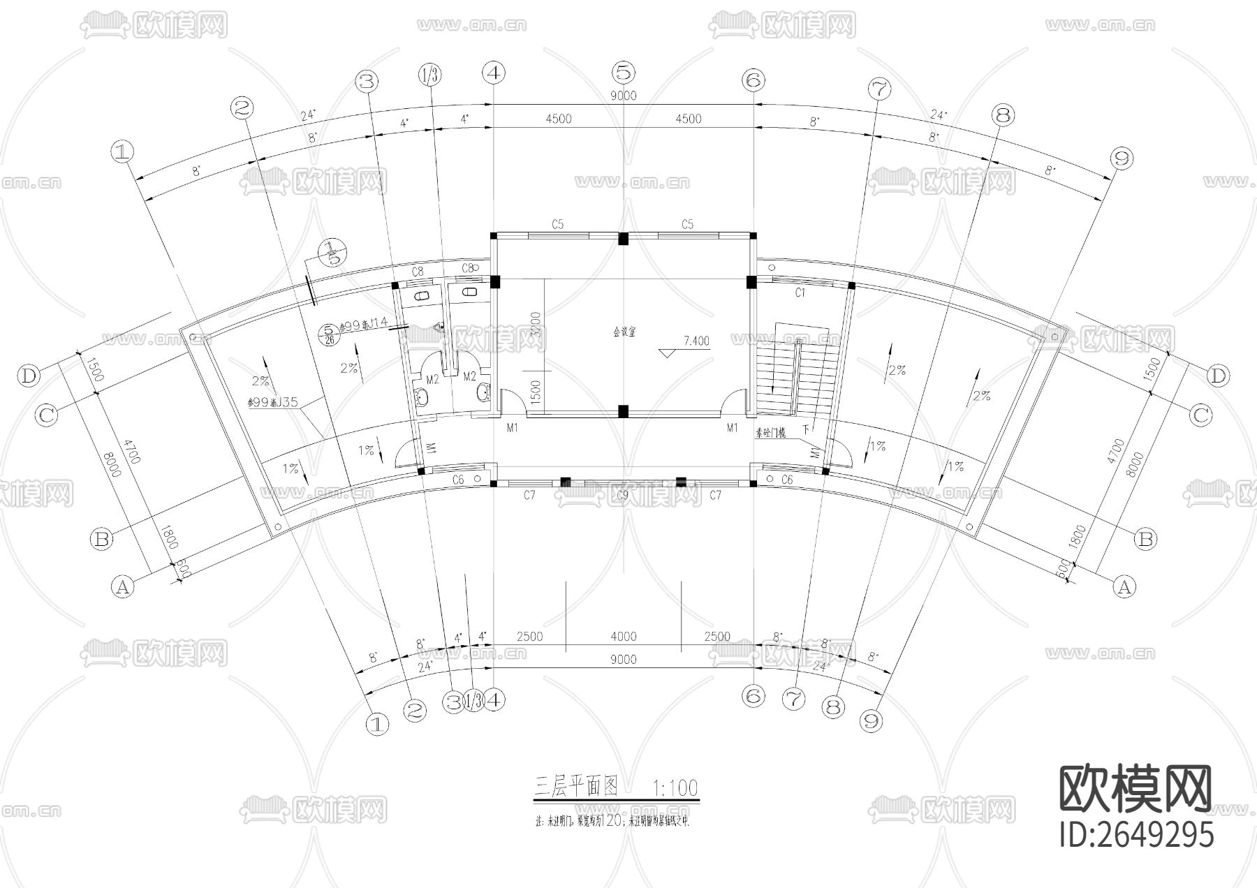 老年活动中心cad施工图下载（渲染图2）