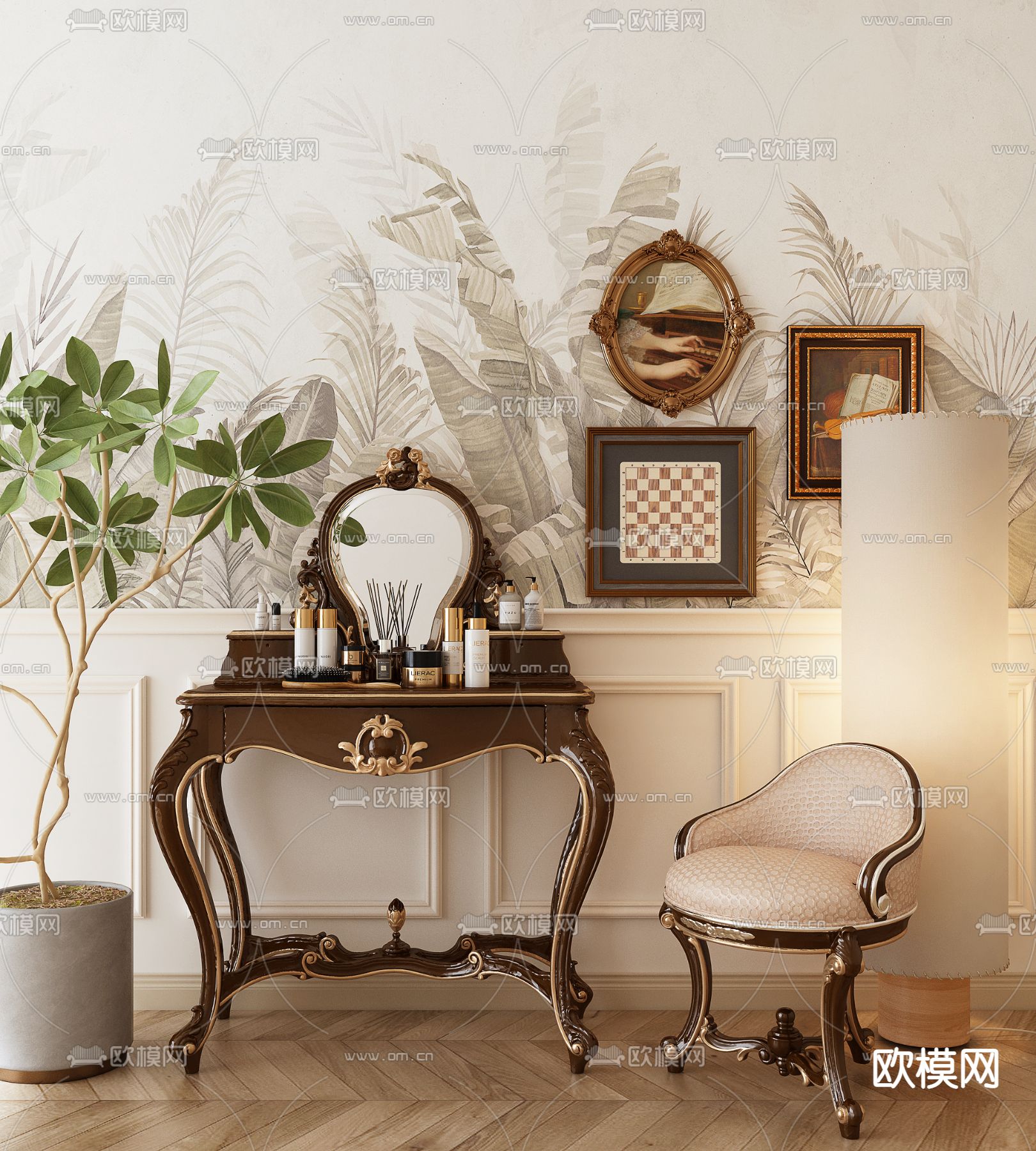 新古典梳妆台3d模型下载