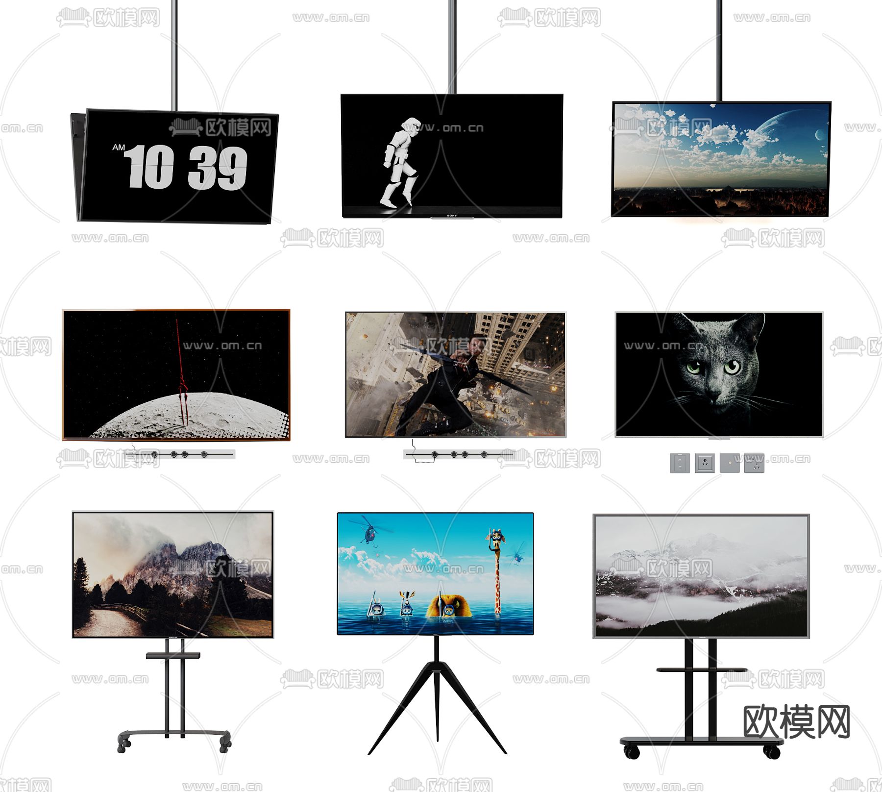 电视机 支架电视 智慧屏3d模型下载