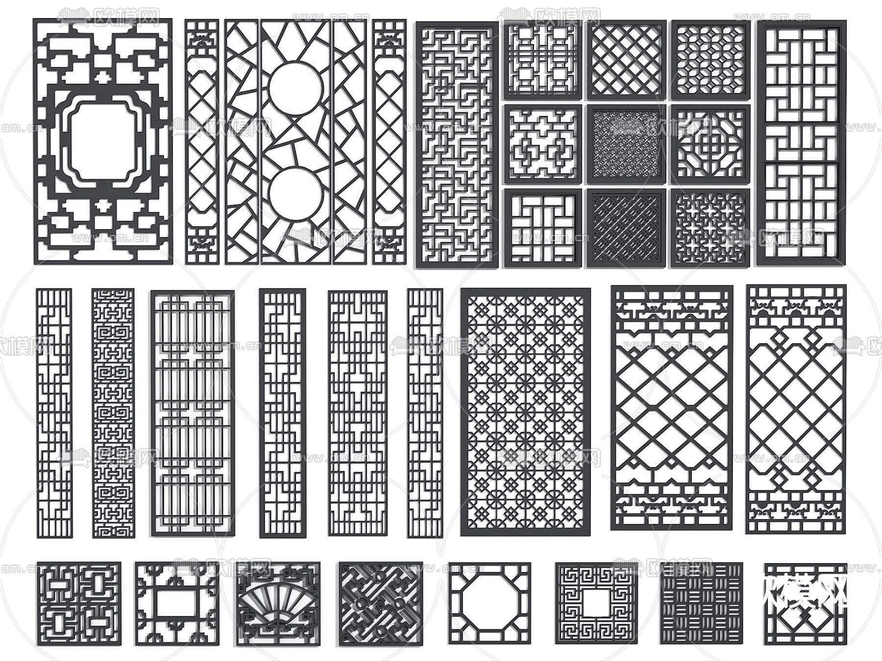 花格屏风 隔断su模型下载（渲染图1）
