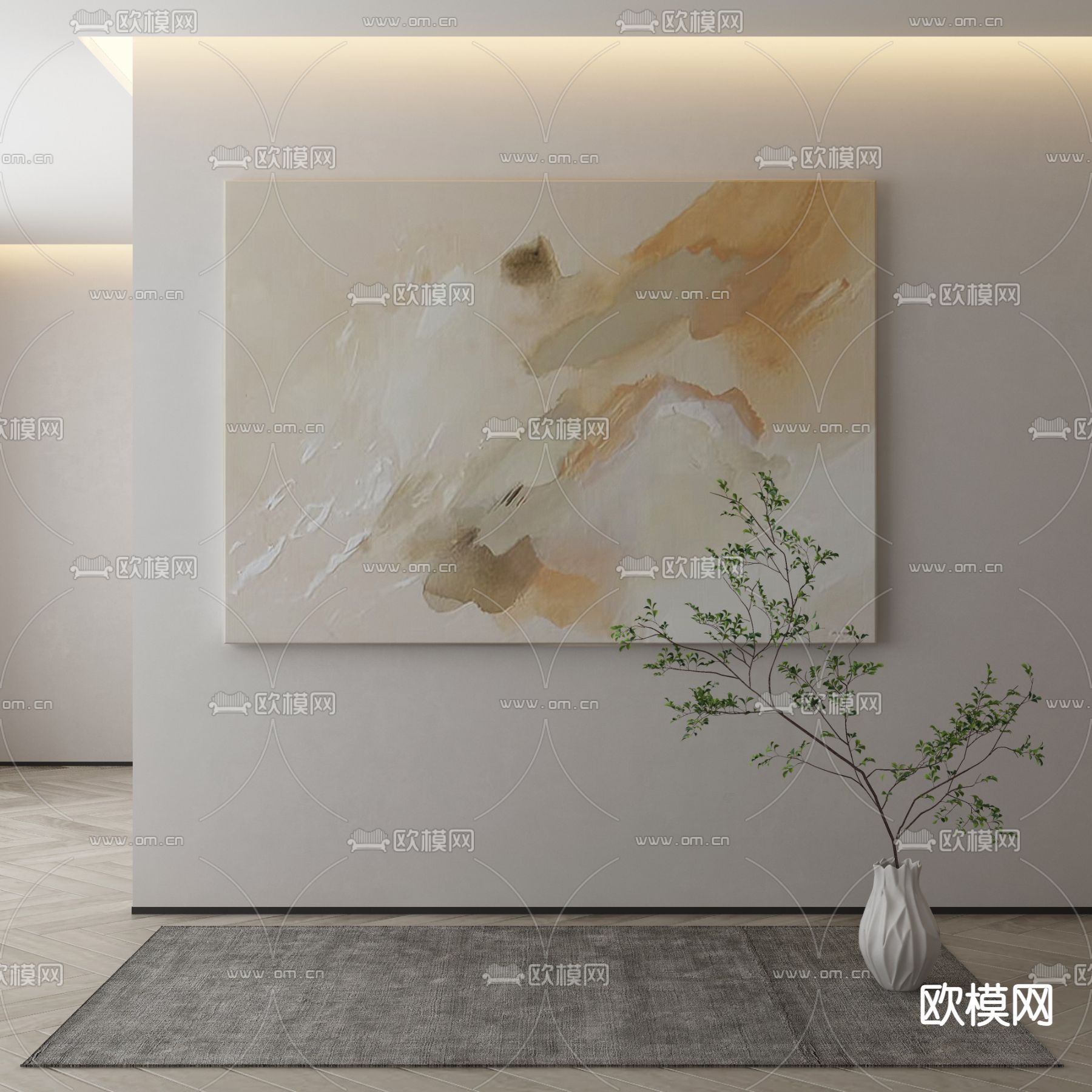 侘寂抽象画 装饰画 挂画3d模型下载