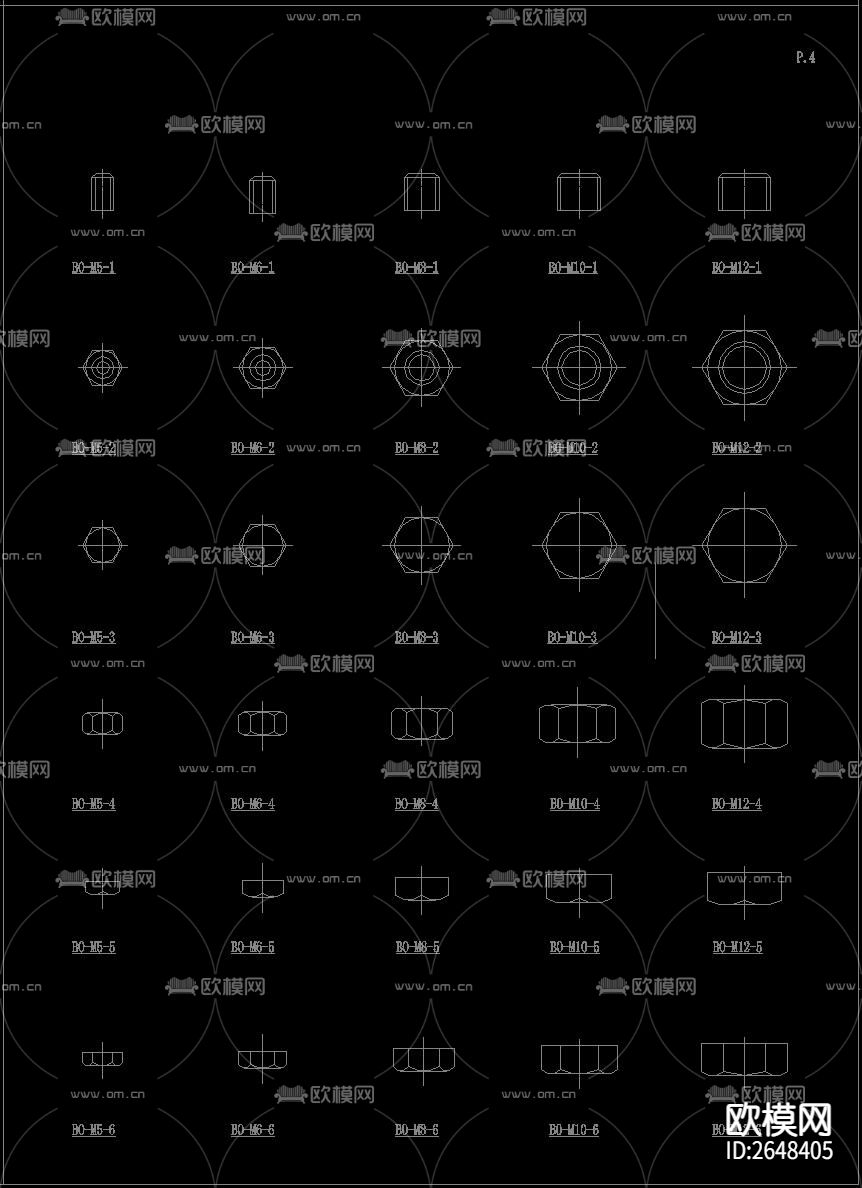 幕墙螺钉螺栓CAD图库下载（渲染图7）