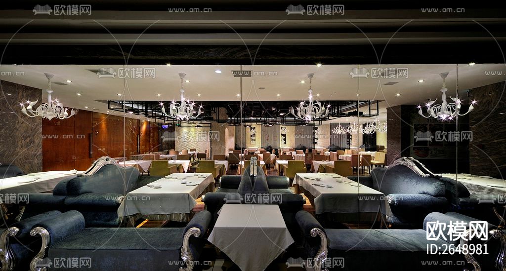 茶餐厅饭店CAD施工图下载（渲染图4）