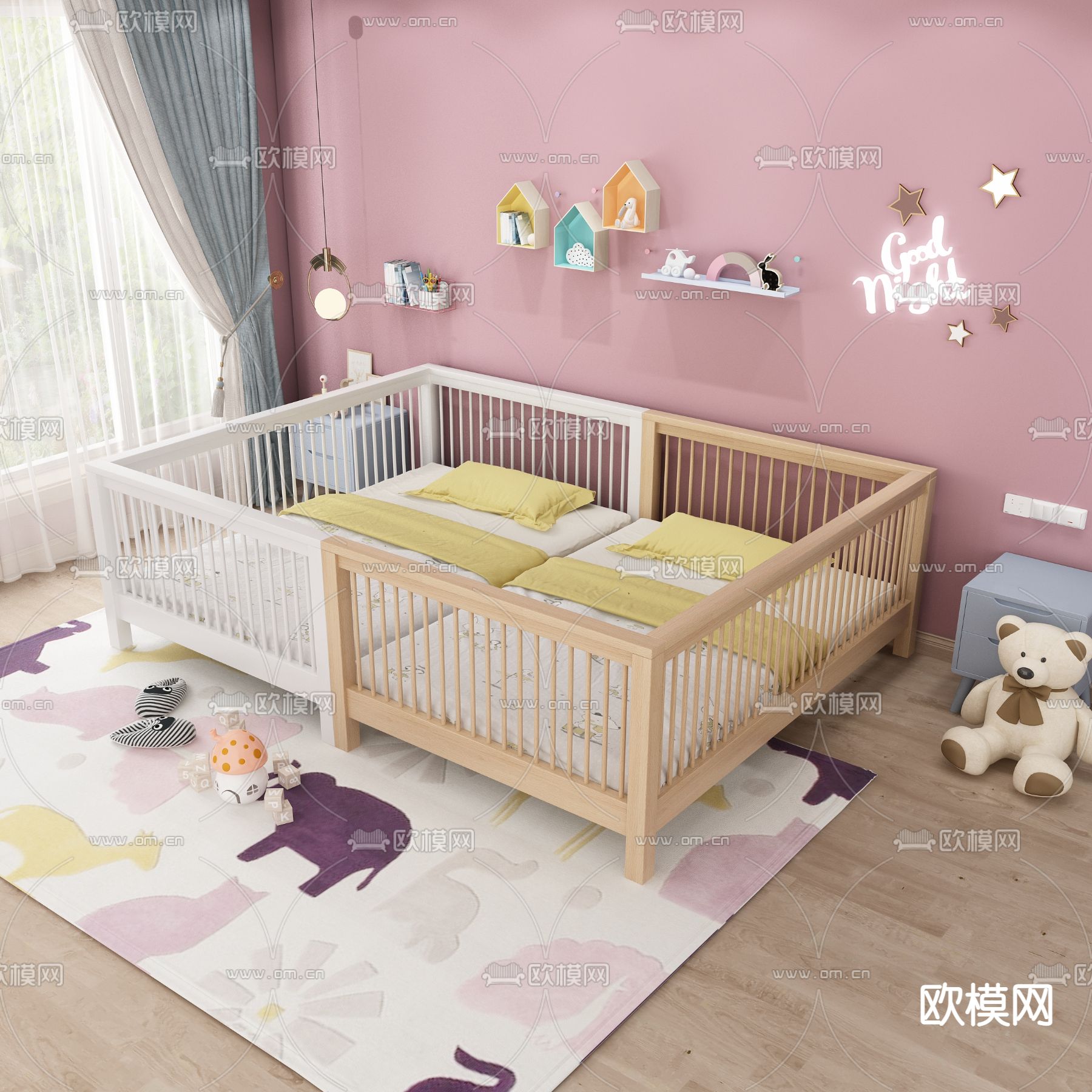婴儿床 儿童床3d模型下载（渲染图1）