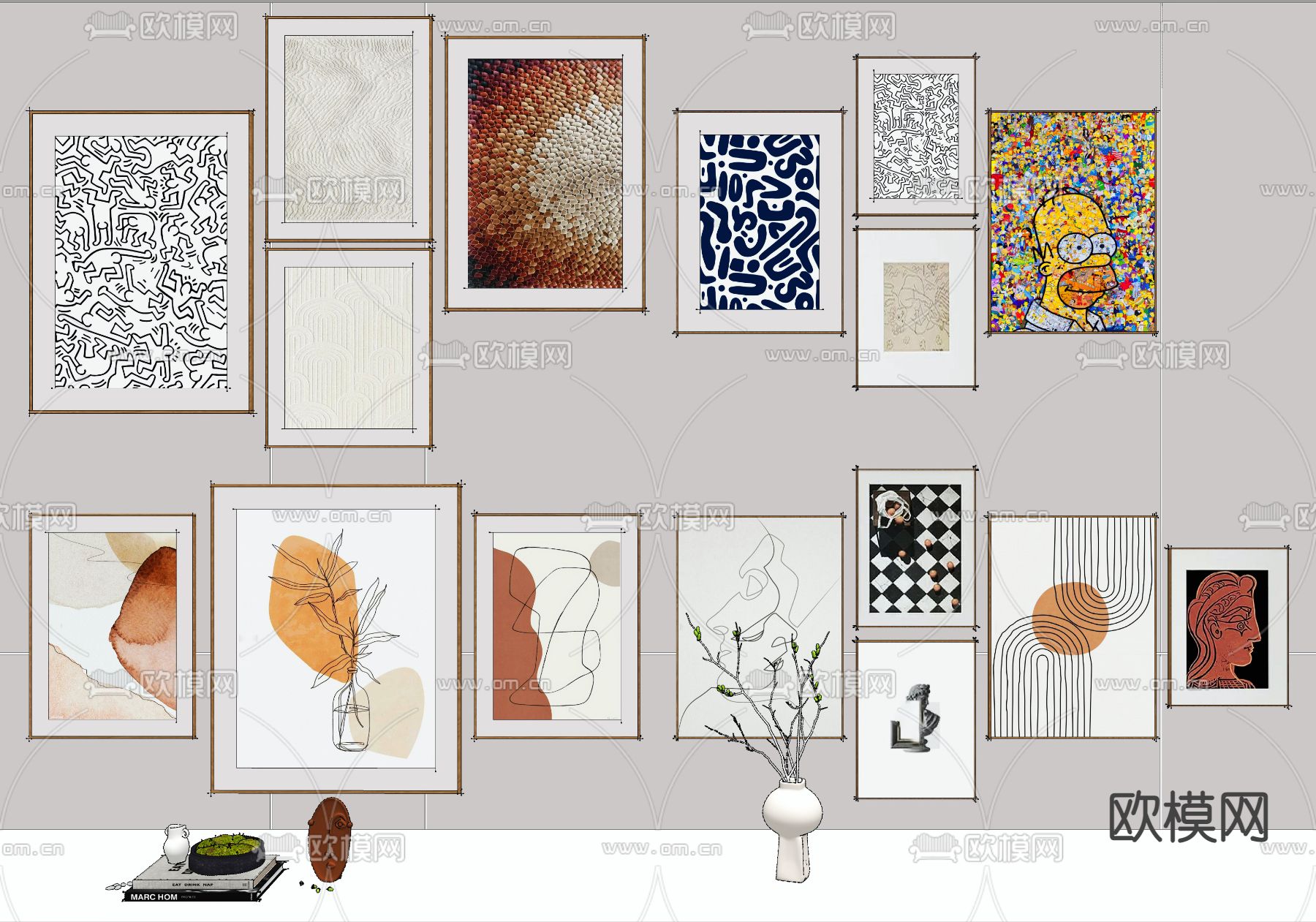 北欧装饰挂画su模型下载（渲染图2）