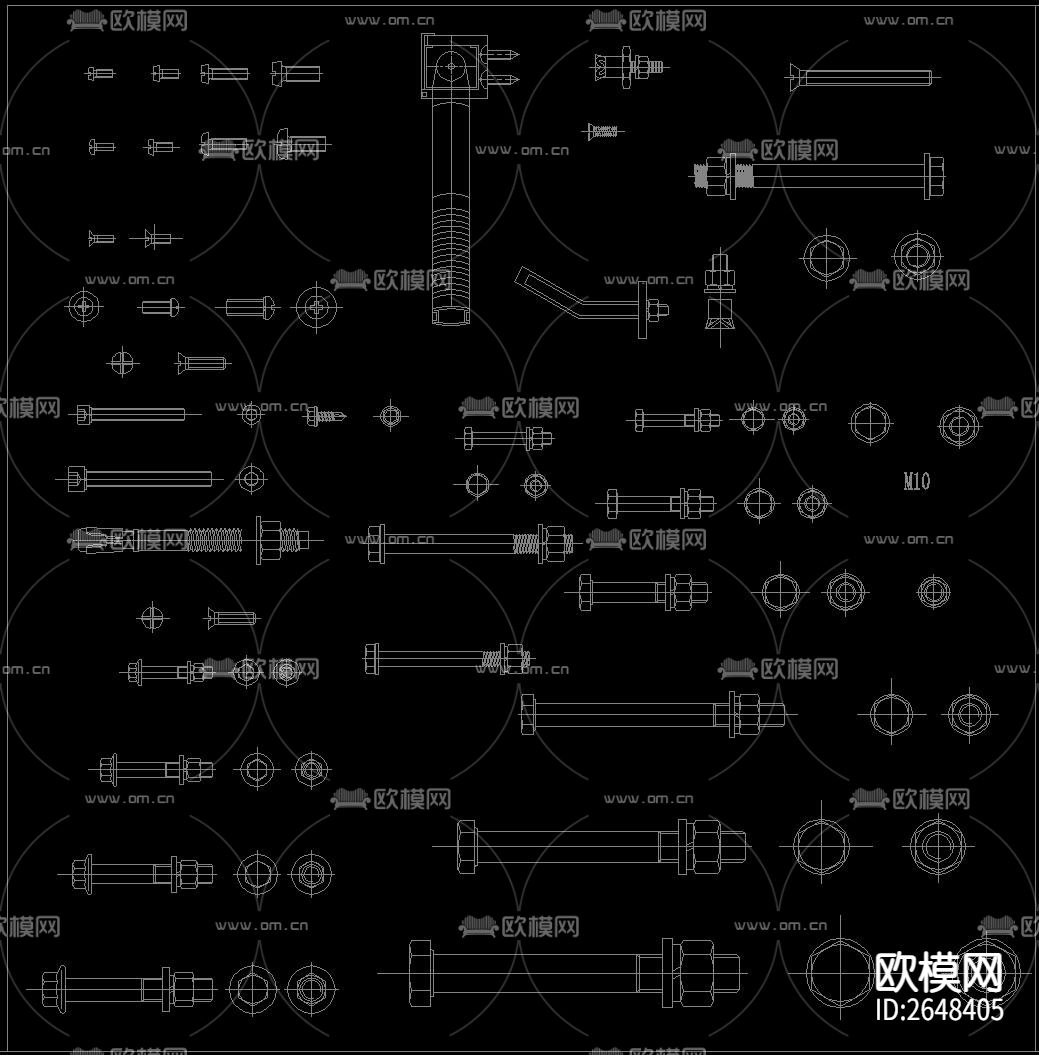 幕墙螺钉螺栓CAD图库下载（渲染图4）