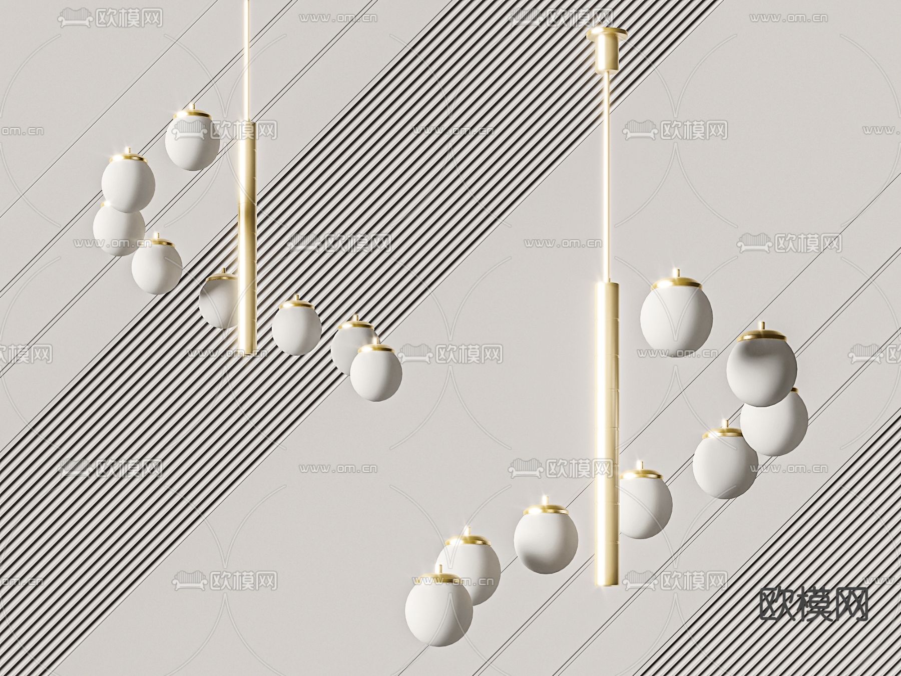 球形吊灯 大厅灯3d模型下载_ID14096133_3dmax免费模型-欧模网