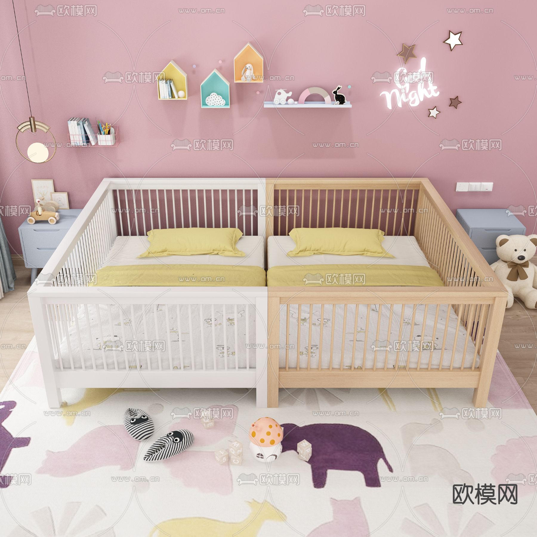 婴儿床 儿童床3d模型下载（渲染图2）