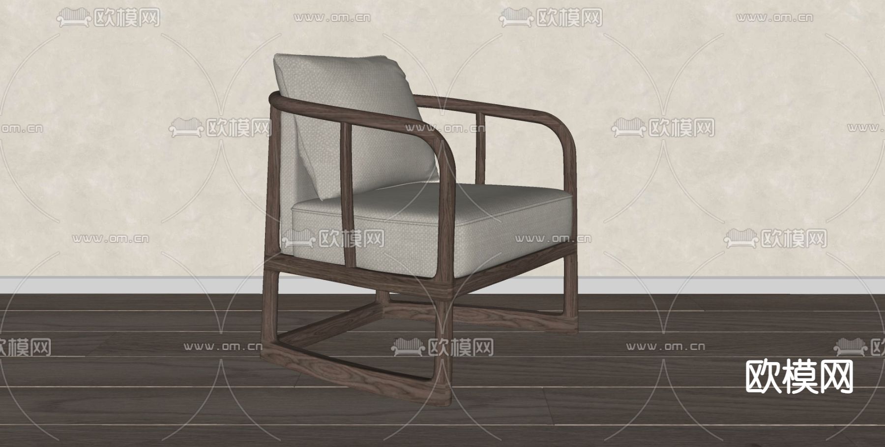 新中式沙发椅 休闲椅子su模型下载（渲染图2）