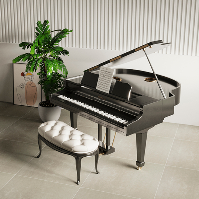  三角钢琴su模型 