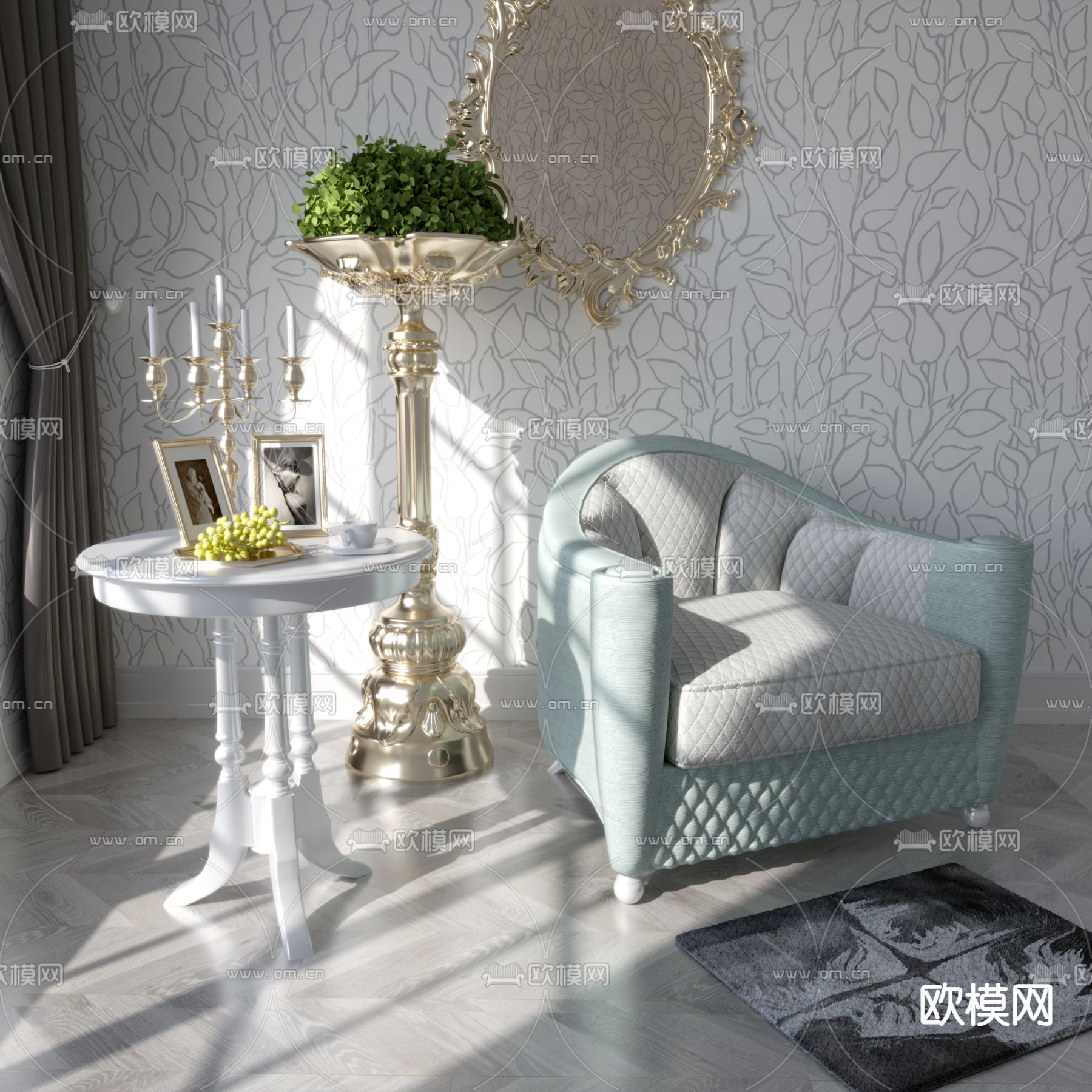 欧式休闲沙发3d模型下载