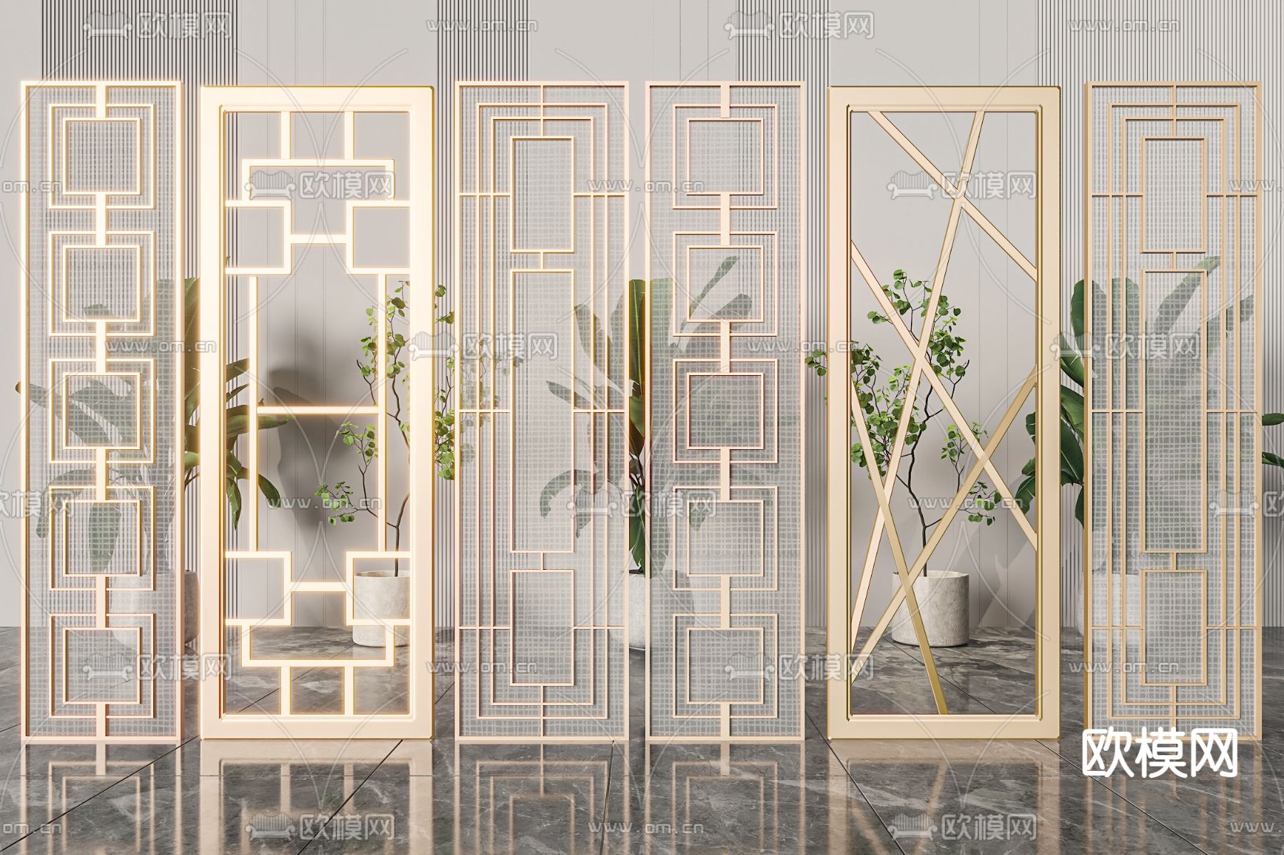 金属隔断 屏风3d模型下载