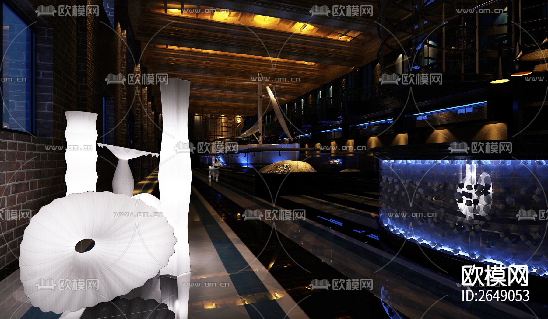 茶餐厅饭店CAD施工图下载（渲染图10）