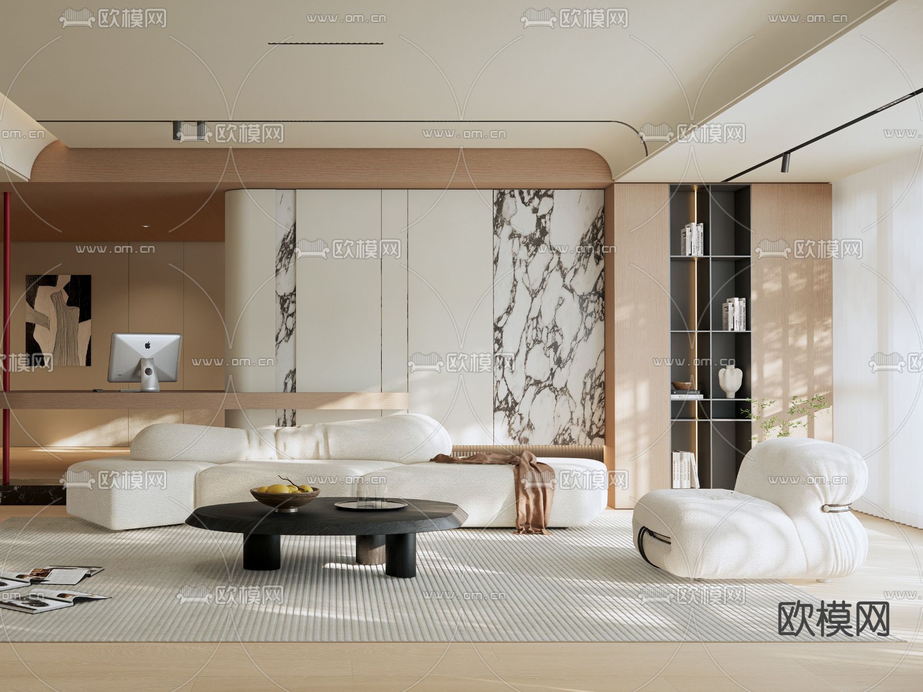 现代客厅su模型下载（渲染图3）