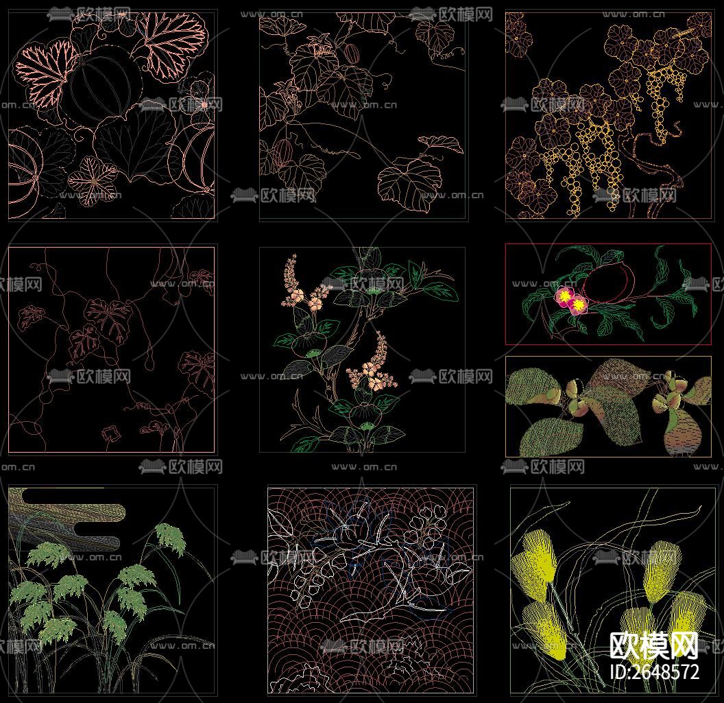 中式传统国画CAD图库下载（渲染图3）