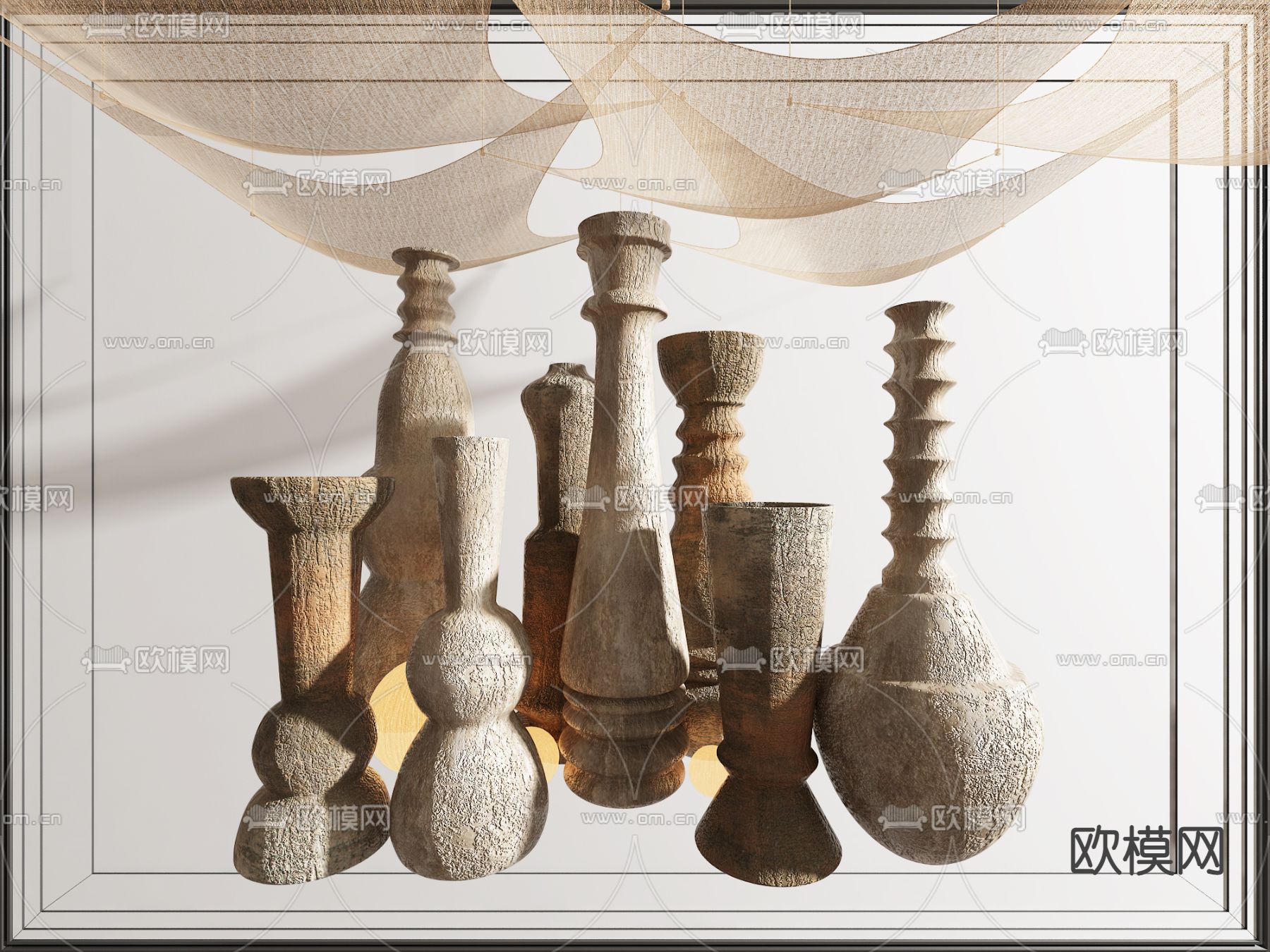 侘寂风陶罐 器皿su模型下载（渲染图1）