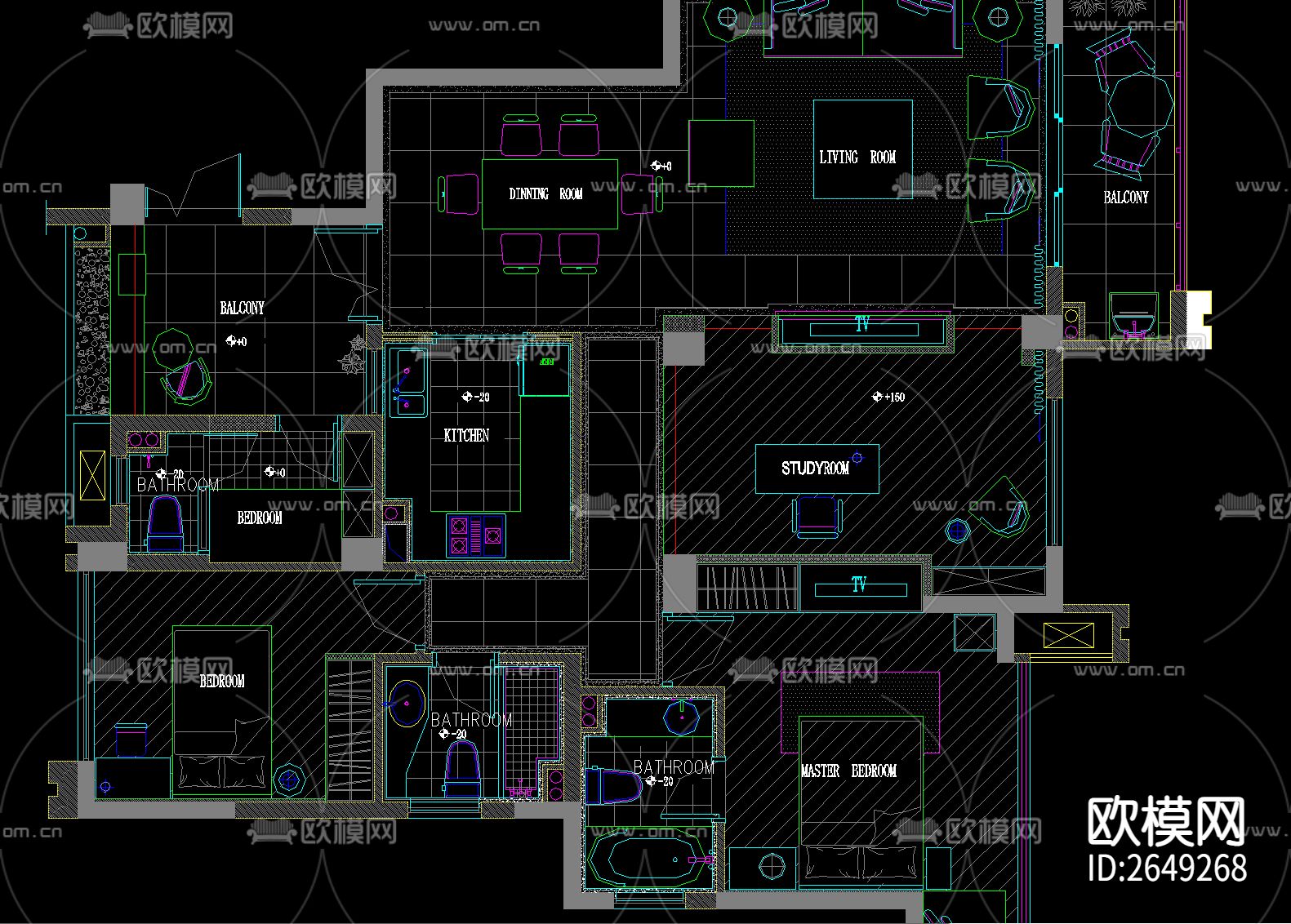 家装CAD施工图-免费3dmax模型库-欧模网