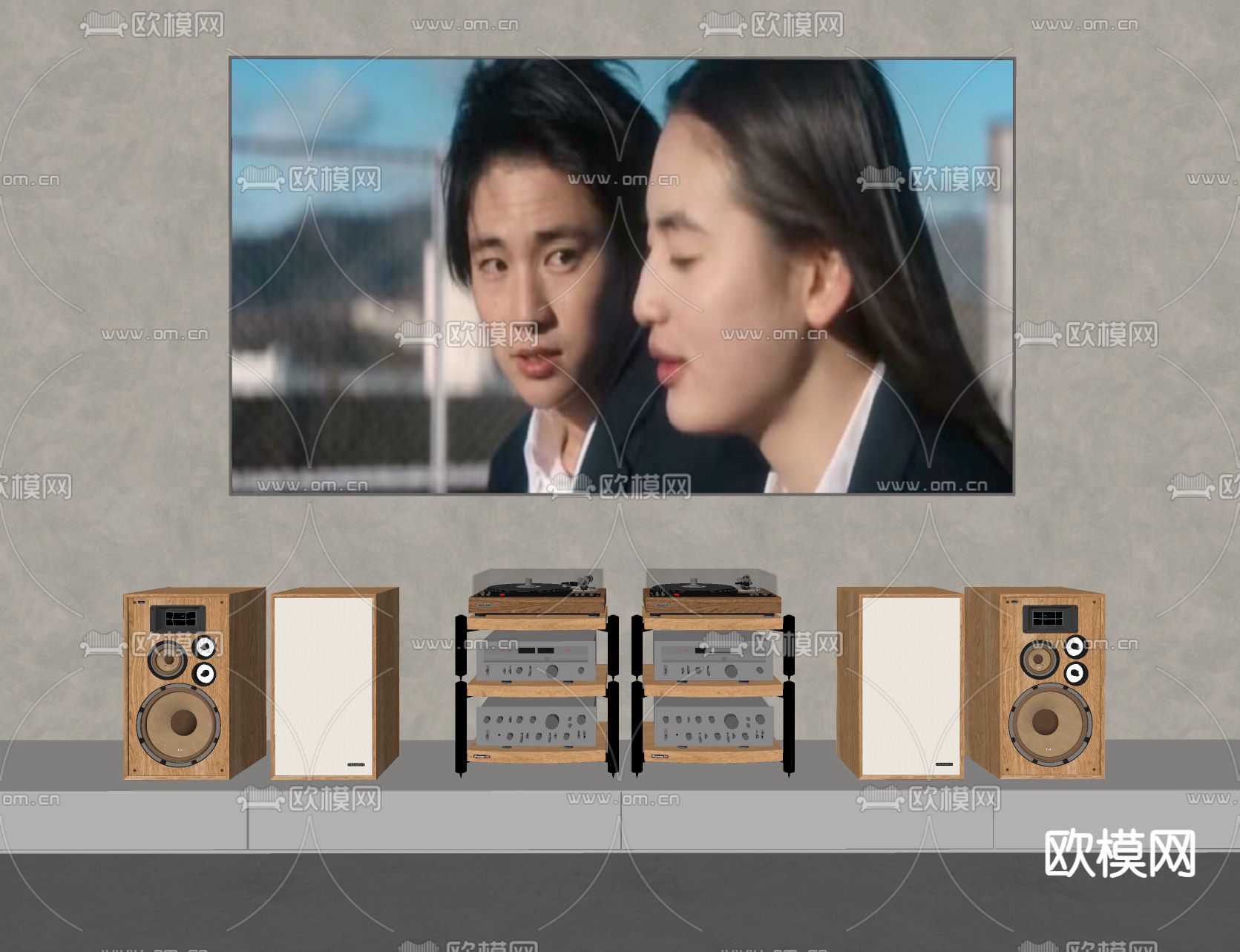 激光电视 音响su模型下载（渲染图2）