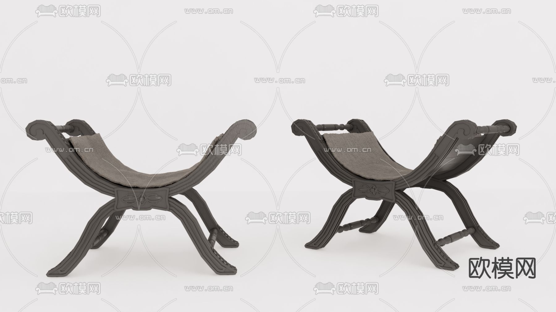 新古典凳子 矮凳su模型下载（渲染图1）