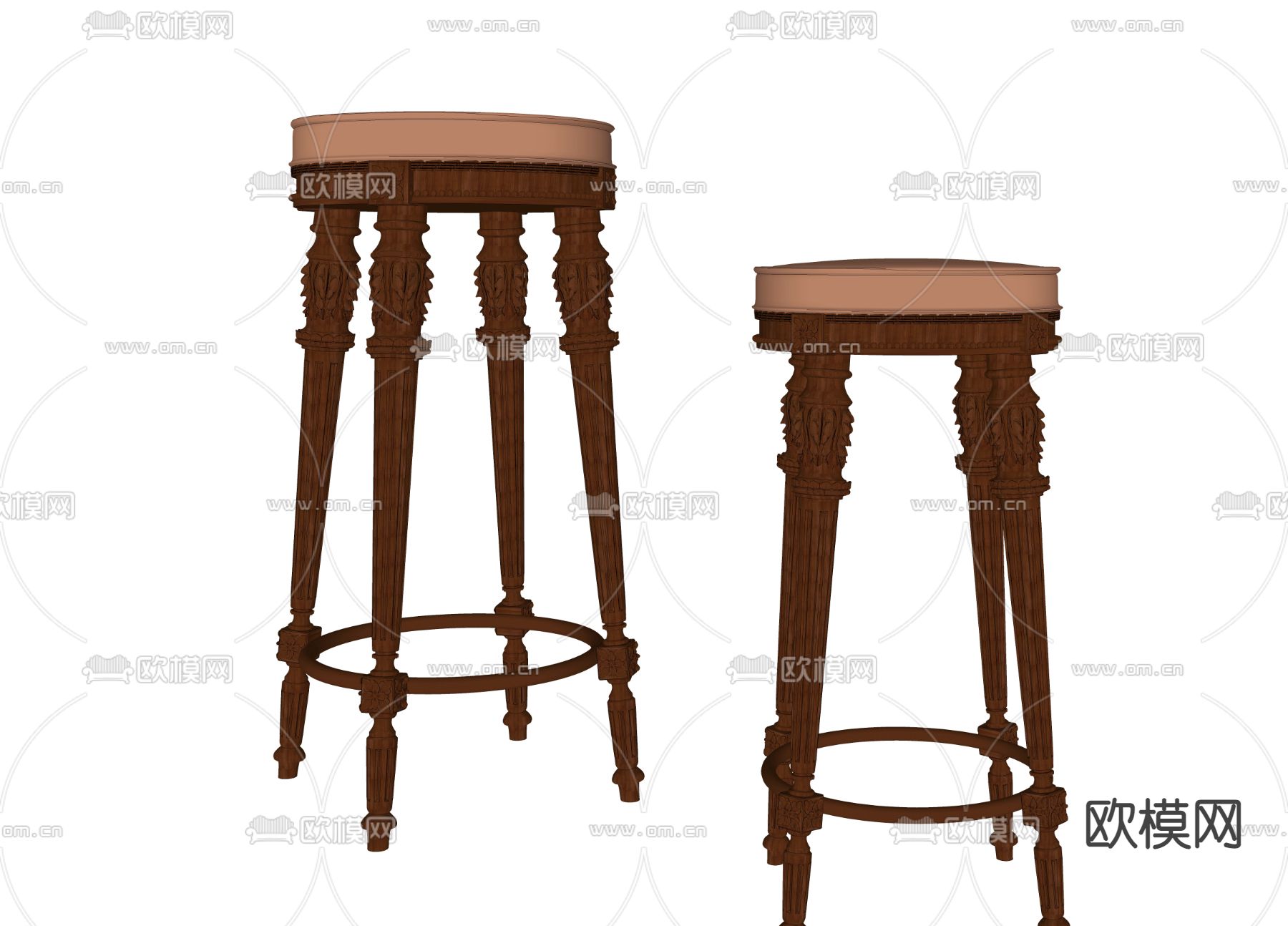 欧式吧台椅 吧凳su模型下载（渲染图2）