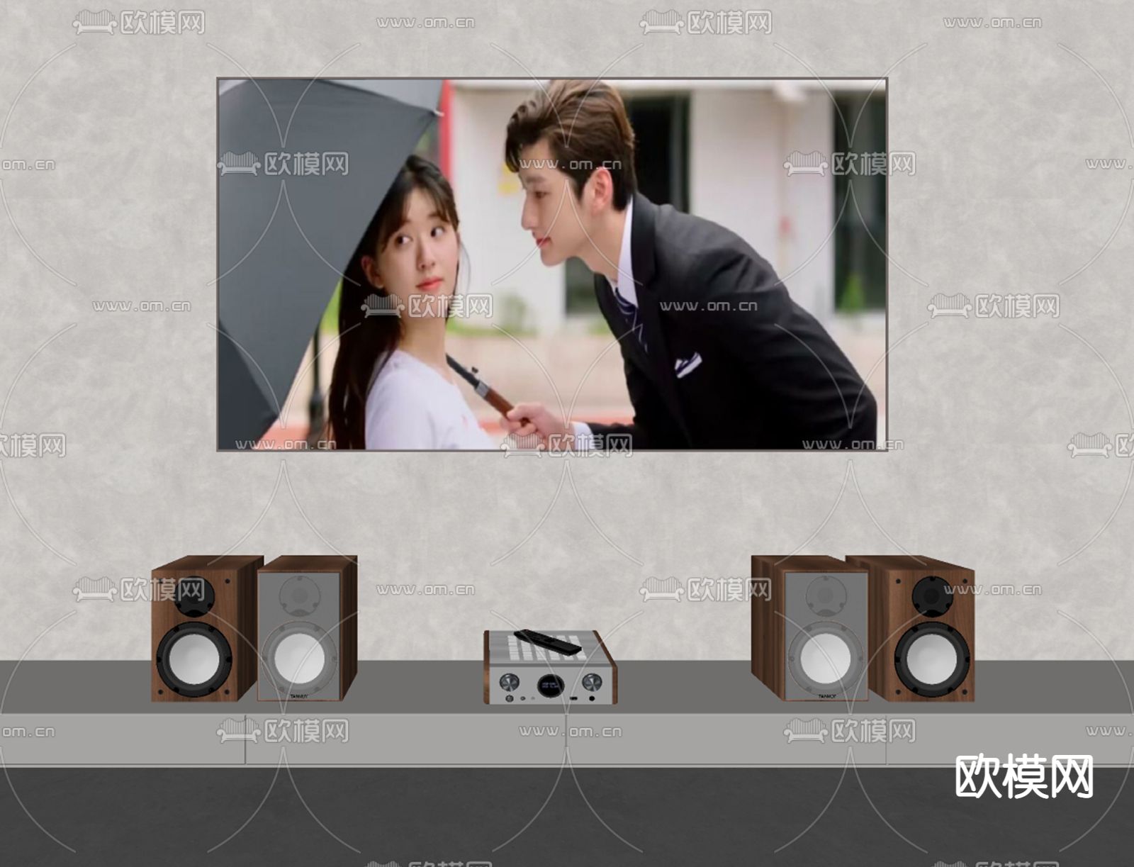 激光电视 音响su模型下载（渲染图2）