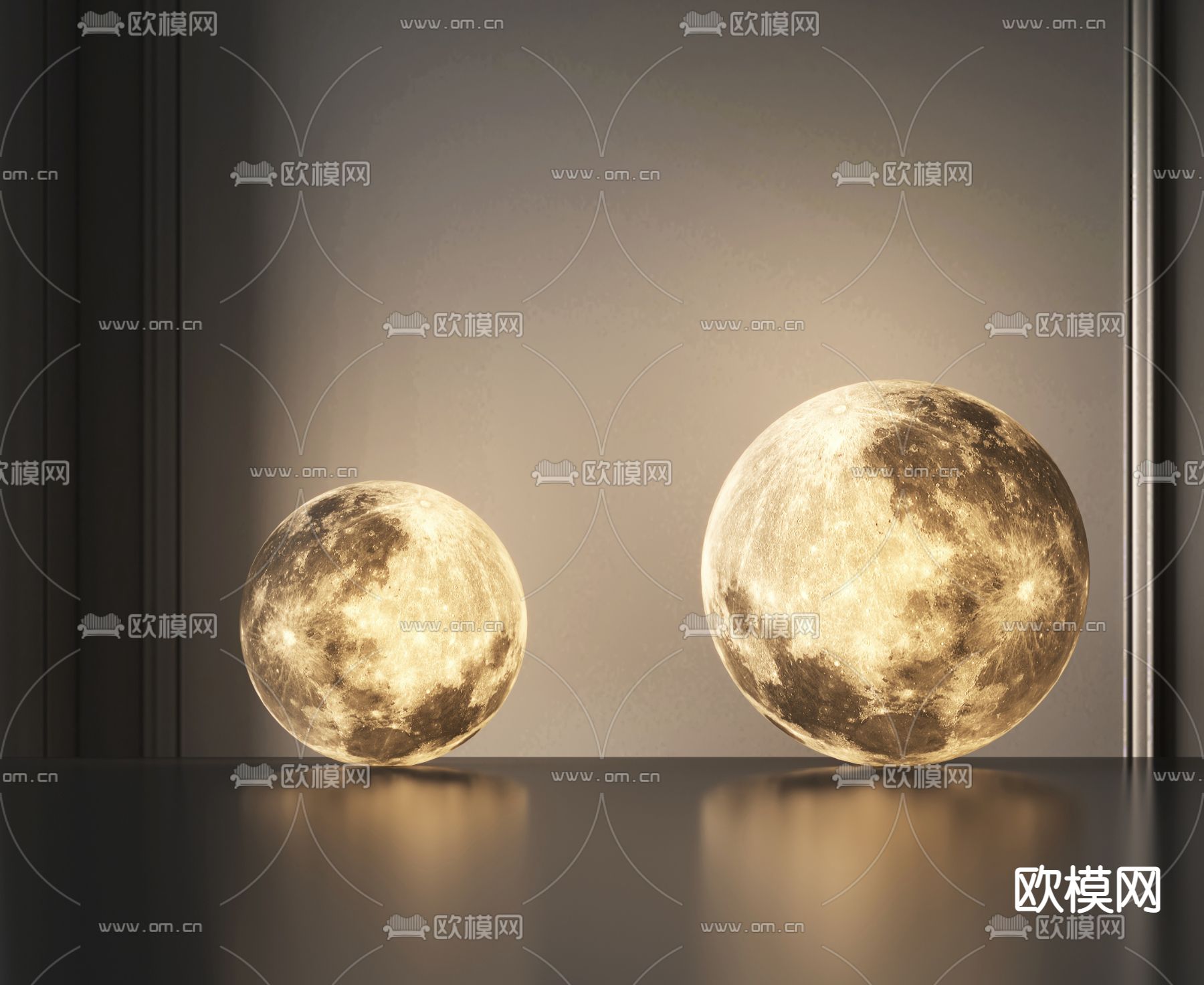 月球灯 氛围灯 落地灯 su模型下载（渲染图1）