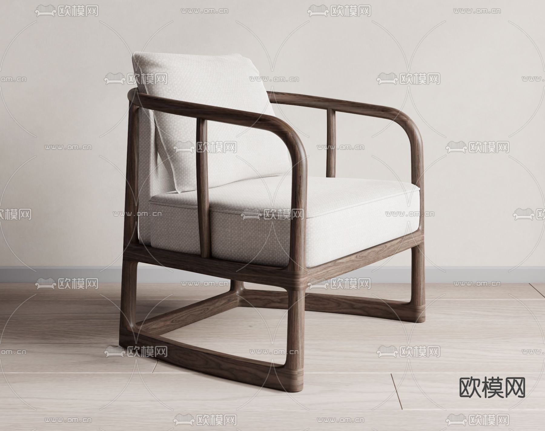 新中式沙发椅 休闲椅子su模型下载（渲染图1）