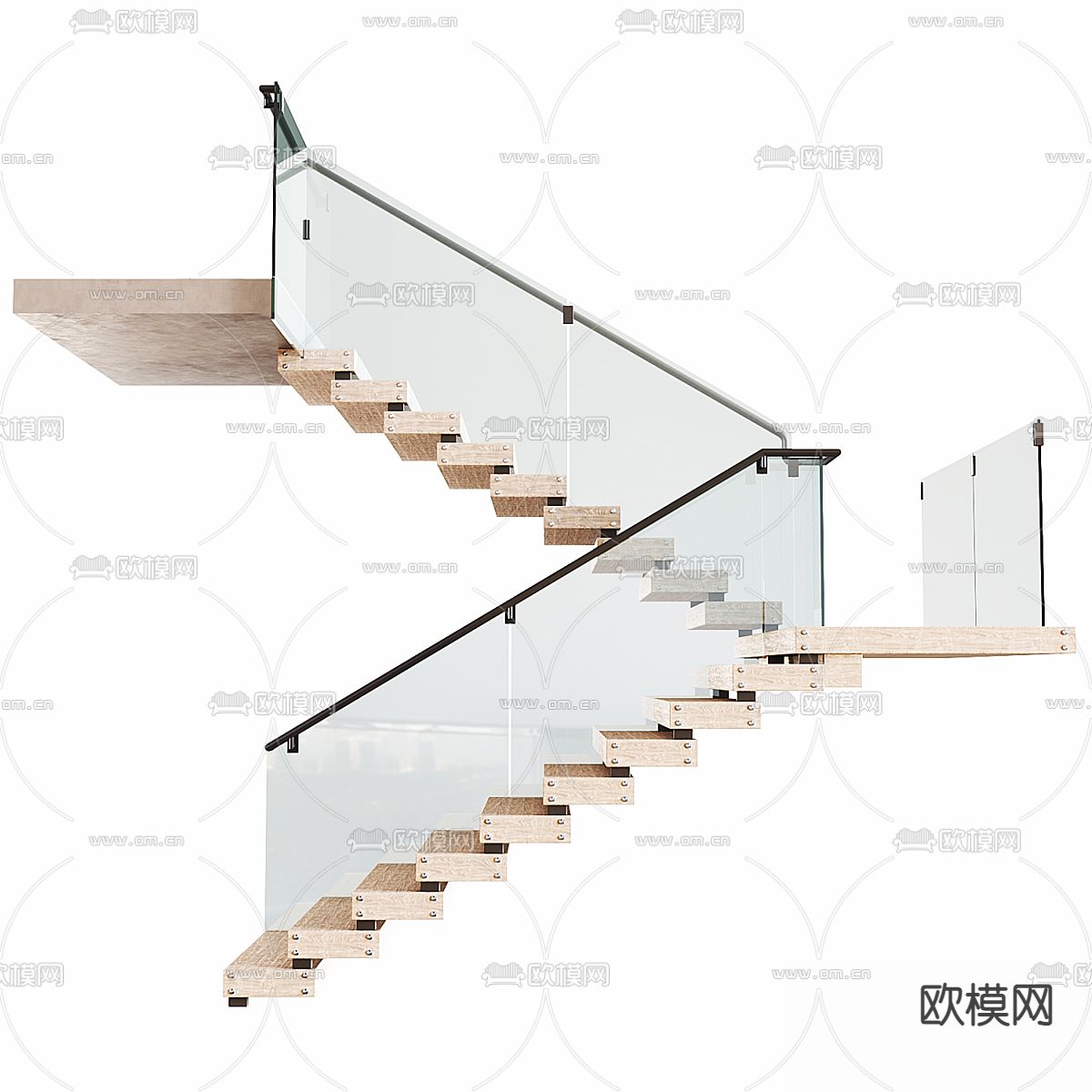 悬空楼梯 玻璃楼梯3d模型下载（渲染图3）