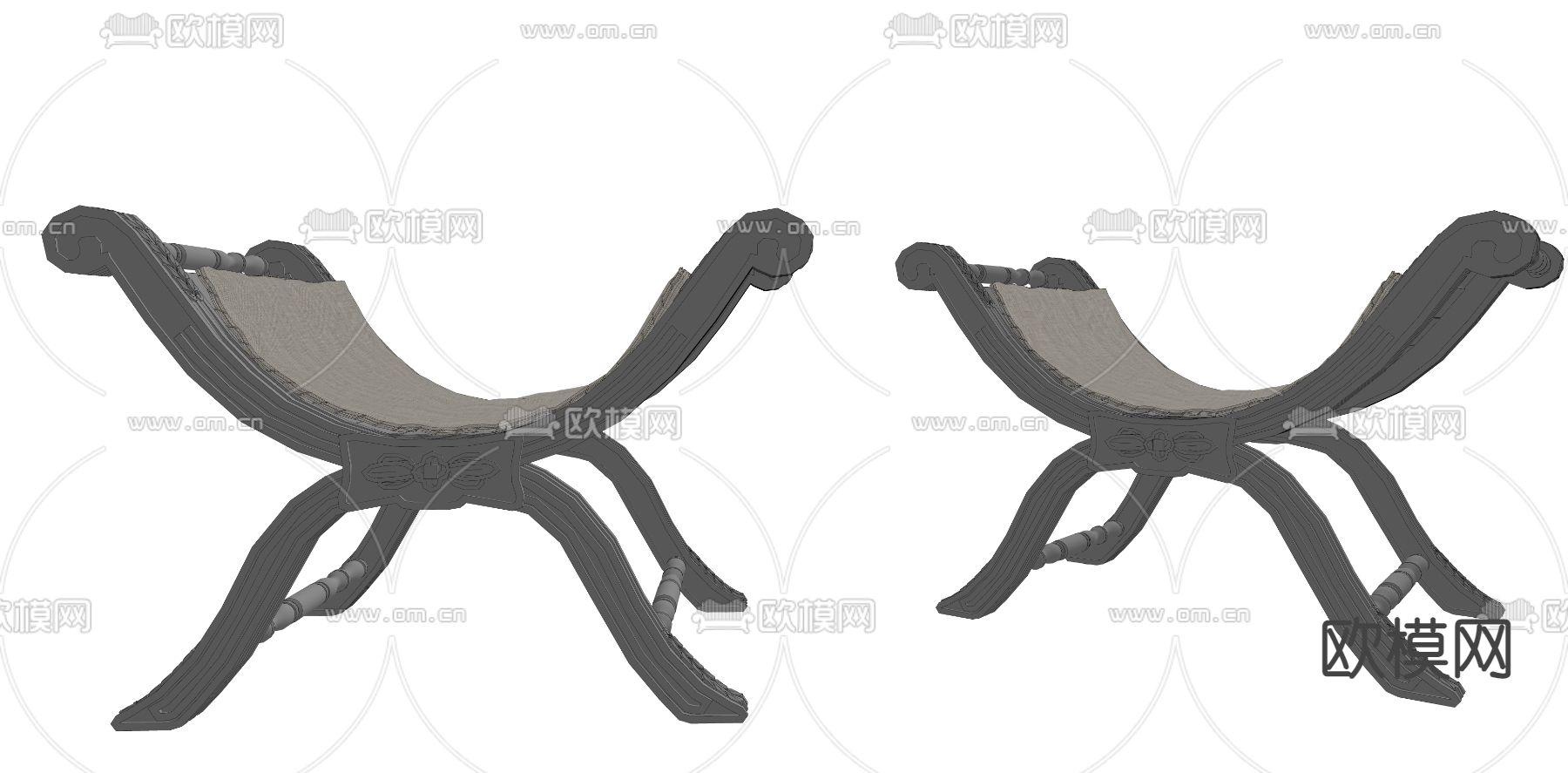 新古典凳子 矮凳su模型下载（渲染图2）