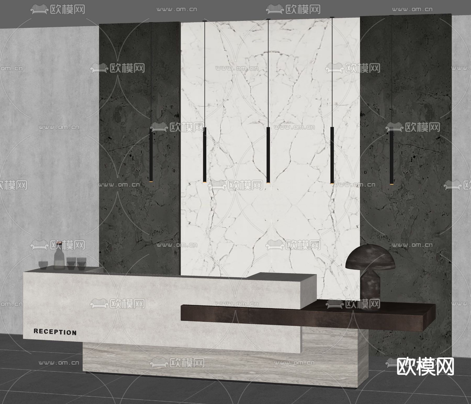 现代大理石服务台su模型下载（渲染图2）