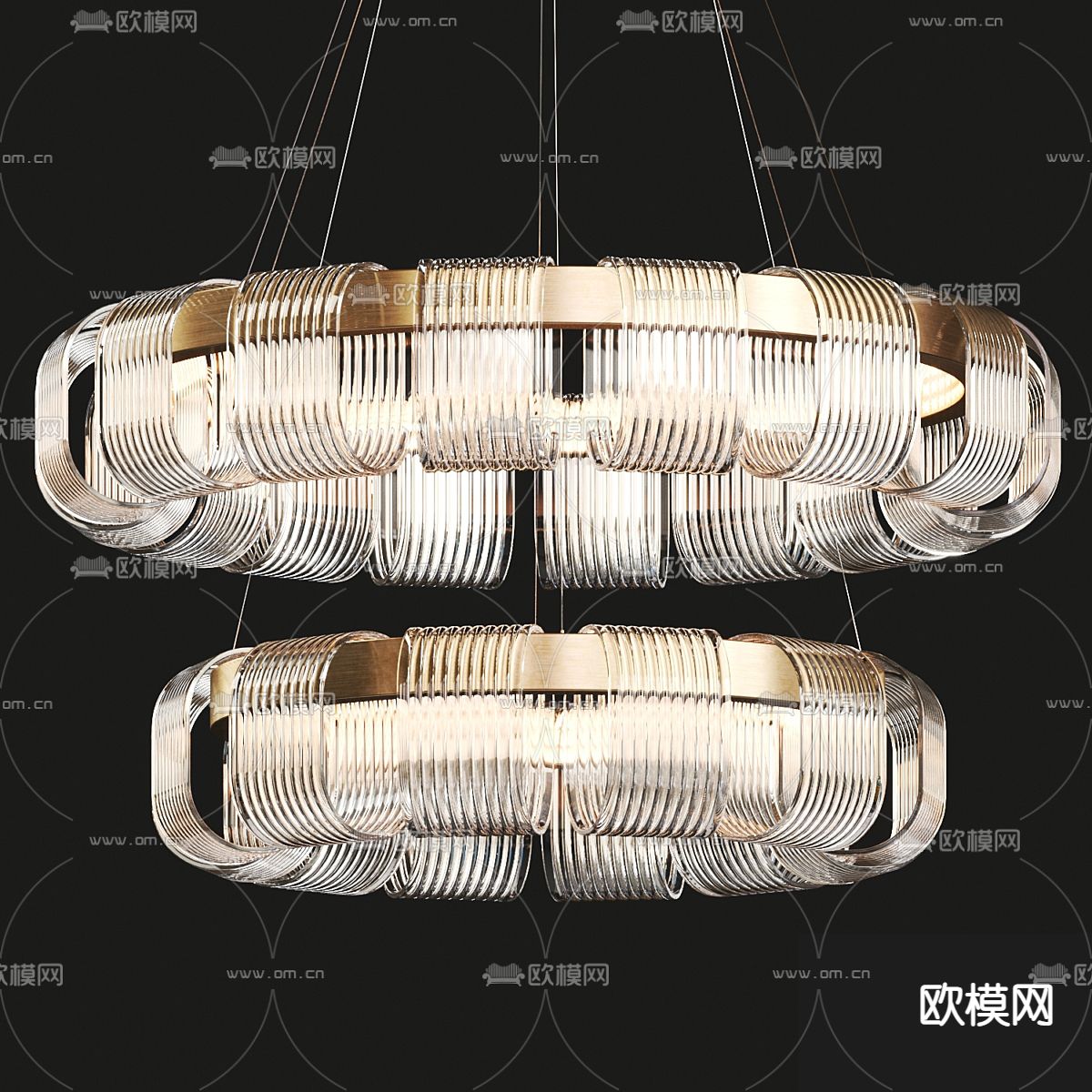 圆环吊灯 多层吊灯3d模型下载（渲染图2）