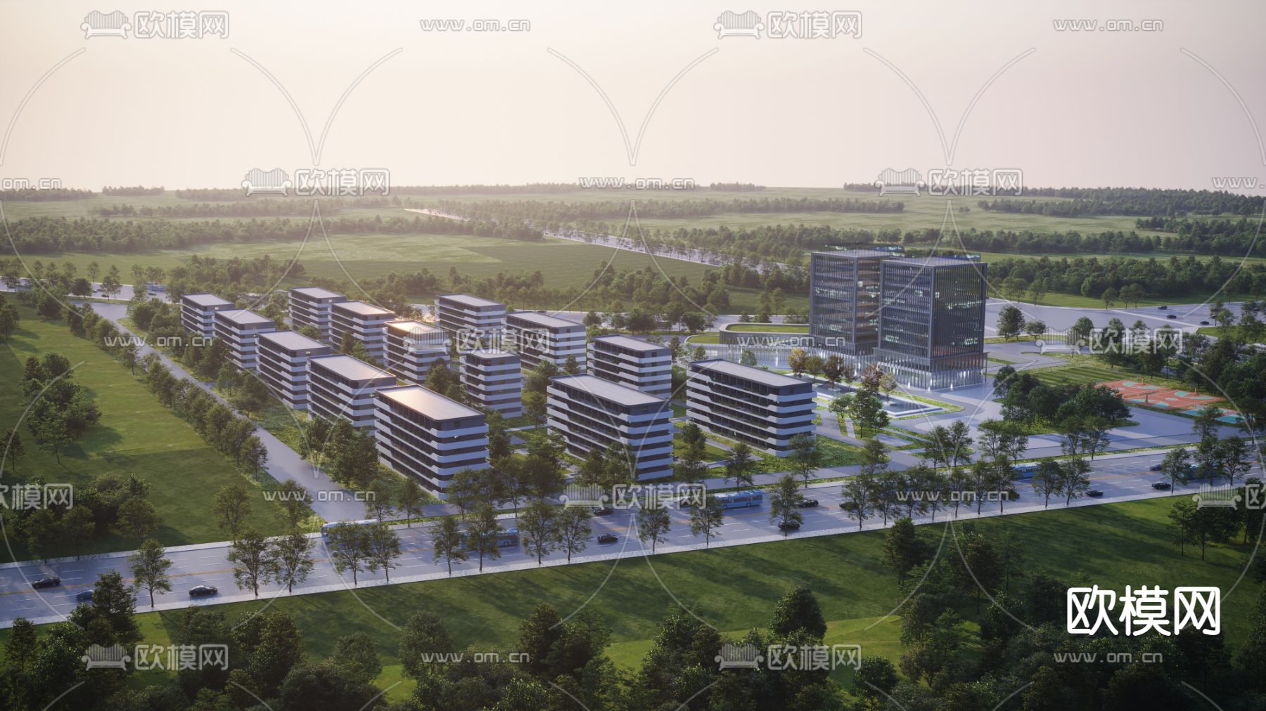 住宅区鸟瞰3d模型下载