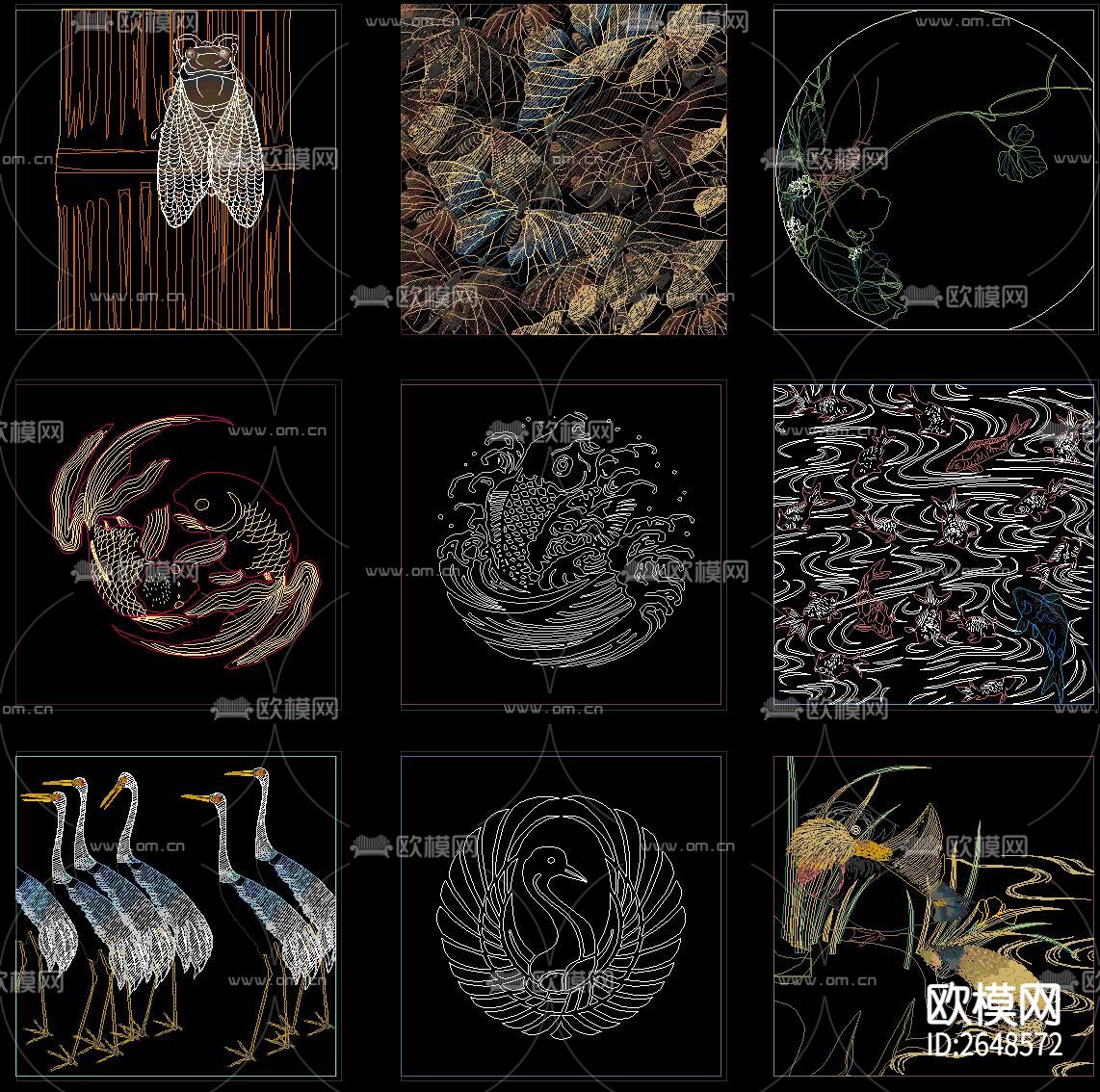 中式传统国画CAD图库下载（渲染图4）