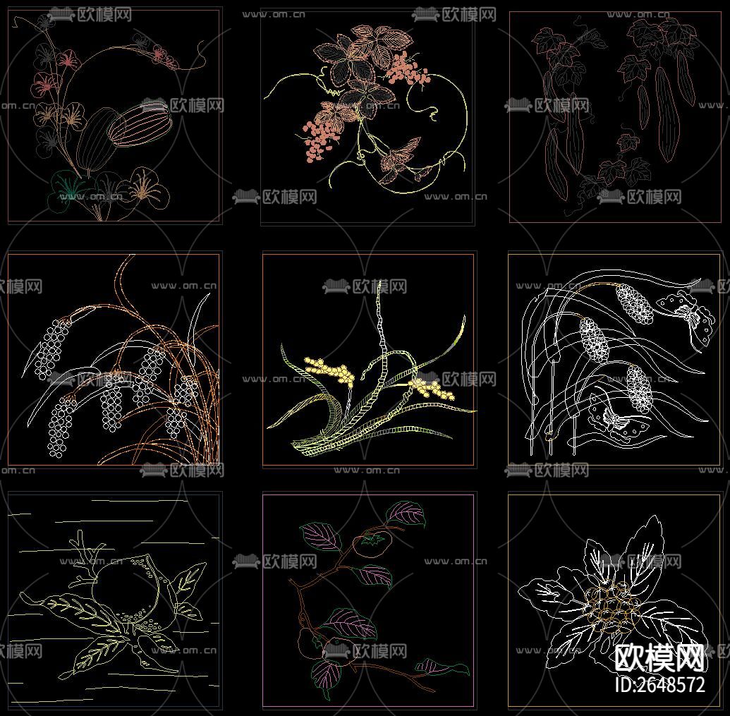 中式传统国画CAD图库下载（渲染图5）