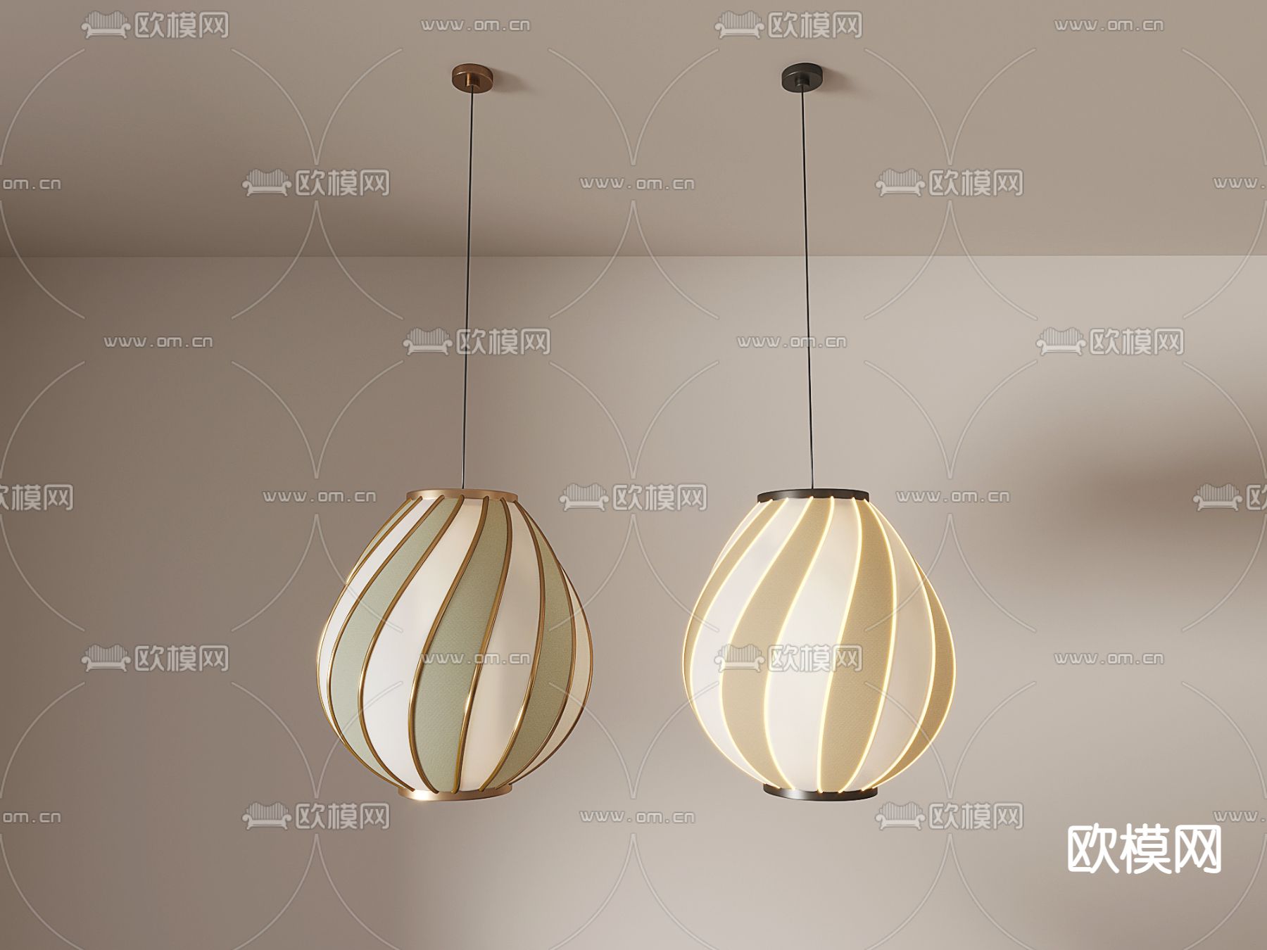 奶油风吊灯 餐厅灯su模型下载（渲染图1）