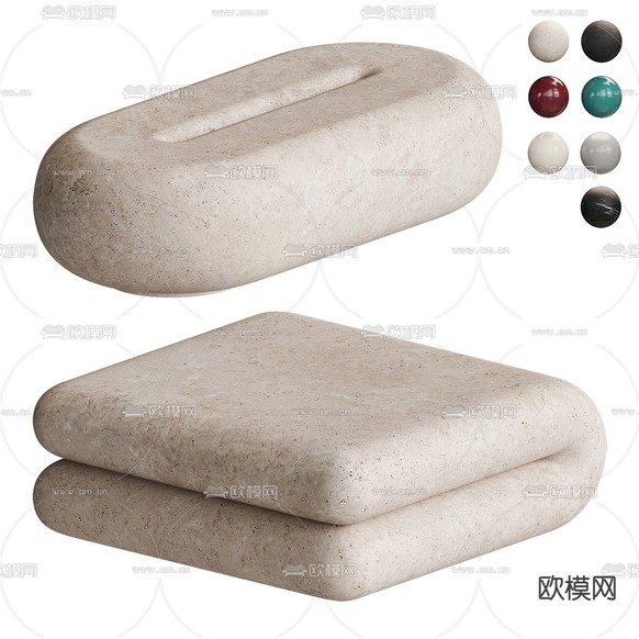 Chubby 大理石茶几3d模型下载(渲染图1)