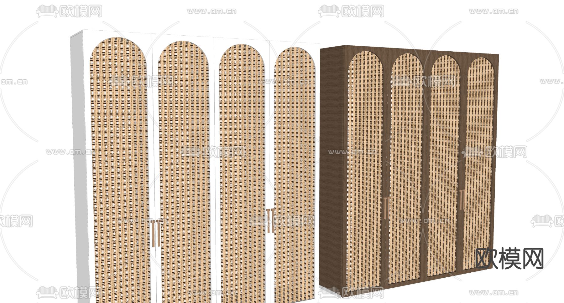 侘寂藤编衣柜 衣橱su模型下载（渲染图2）