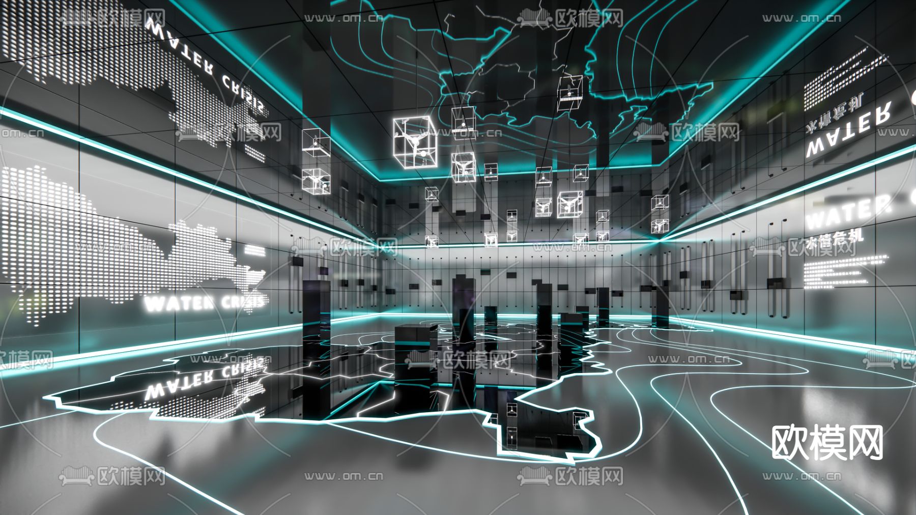 水文科技展厅su模型下载（渲染图1）