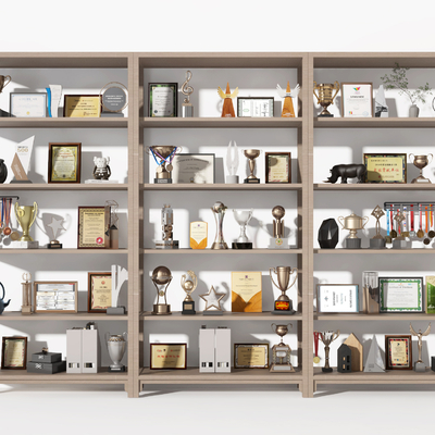  奖状 奖杯 奖章 荣誉证书su模型 