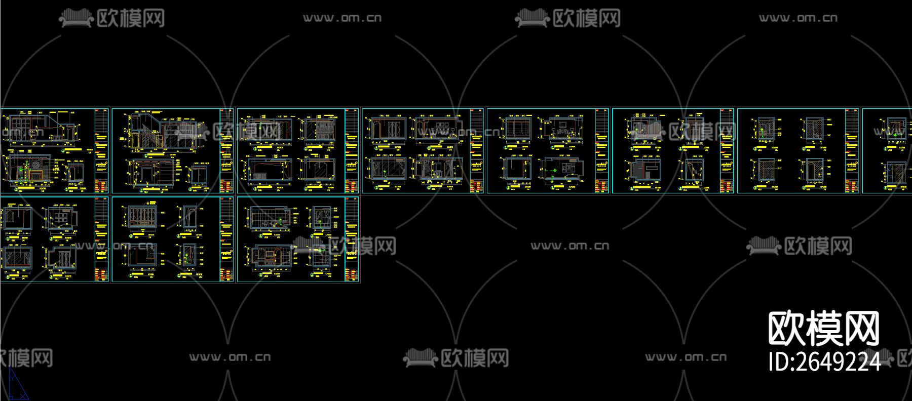 A1户型家装CAD施工图下载（渲染图3）