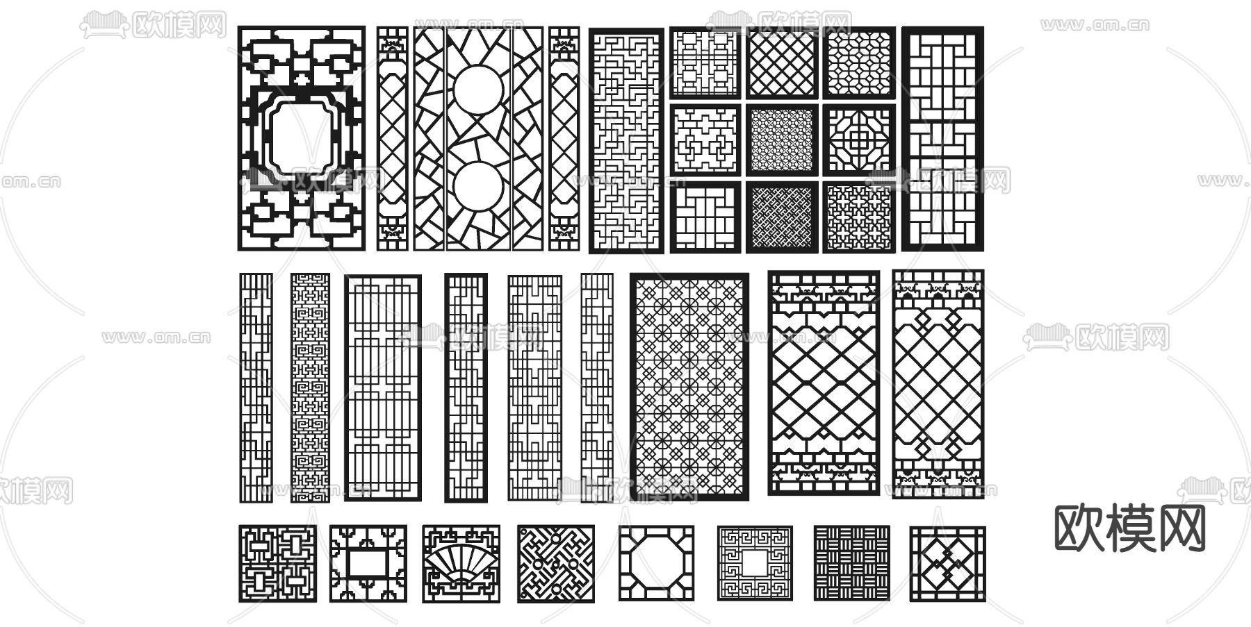 花格屏风 隔断su模型下载（渲染图2）