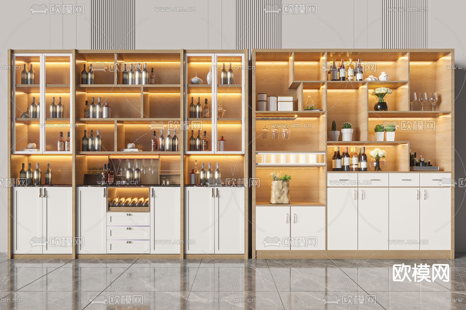 现代酒柜3d模型下载