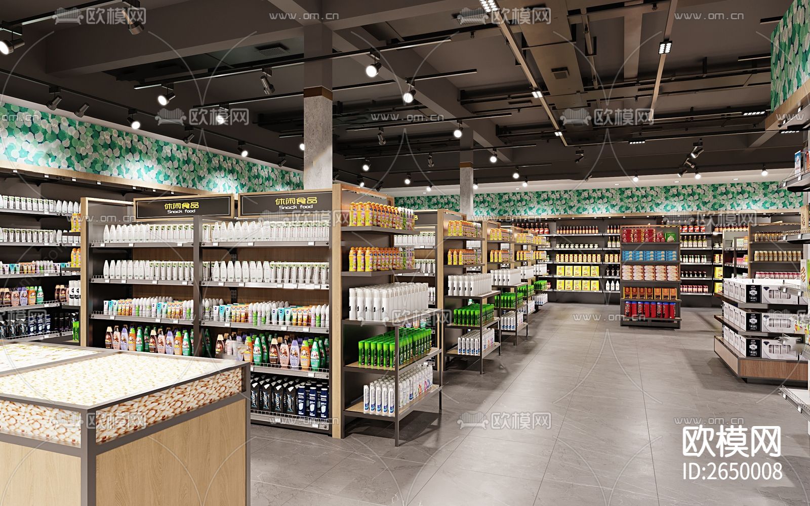 超市CAD施工图下载（渲染图2）