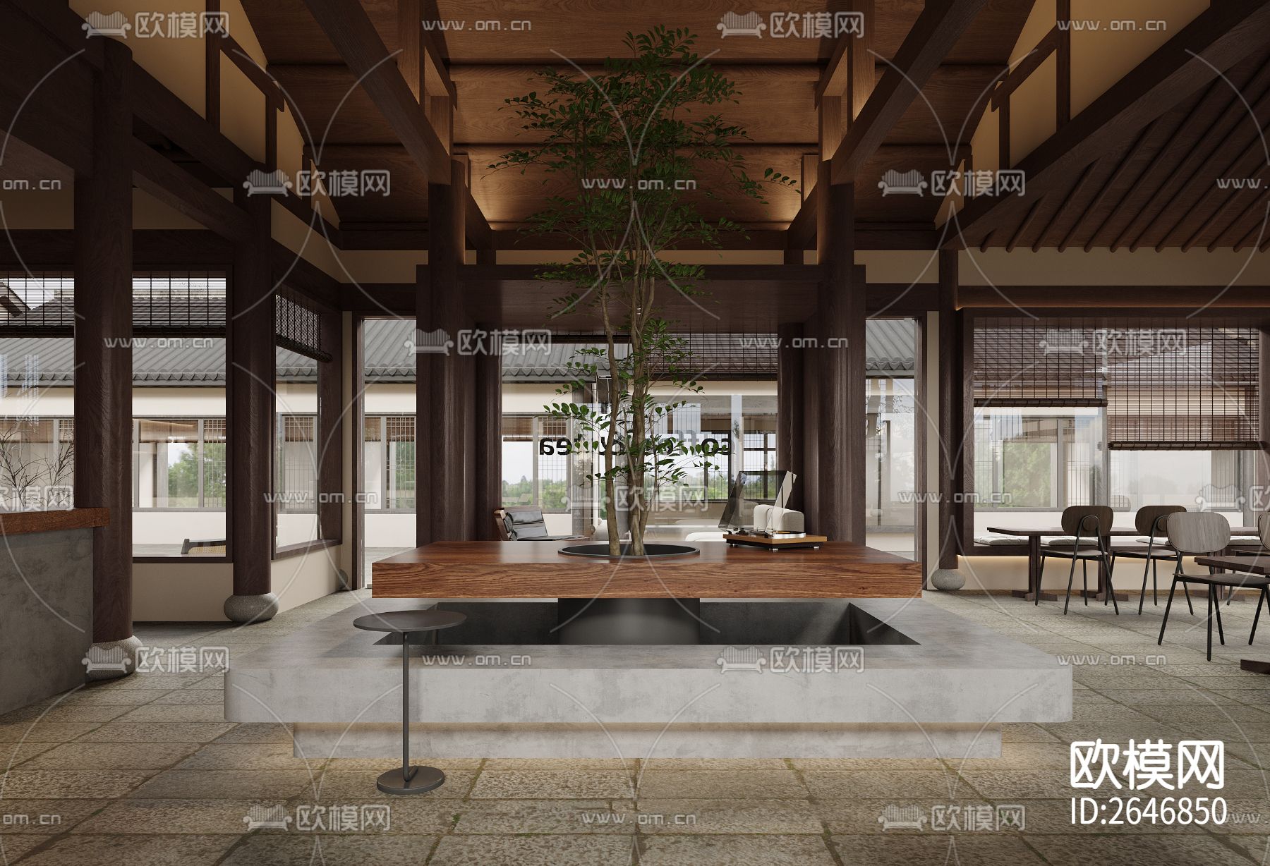 咖啡店CAD施工图下载（渲染图2）