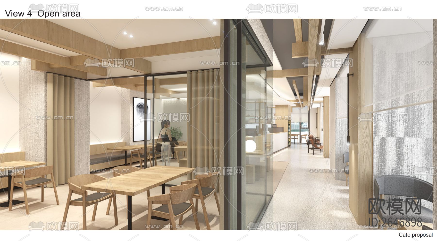 咖啡店CAD施工图下载（渲染图2）