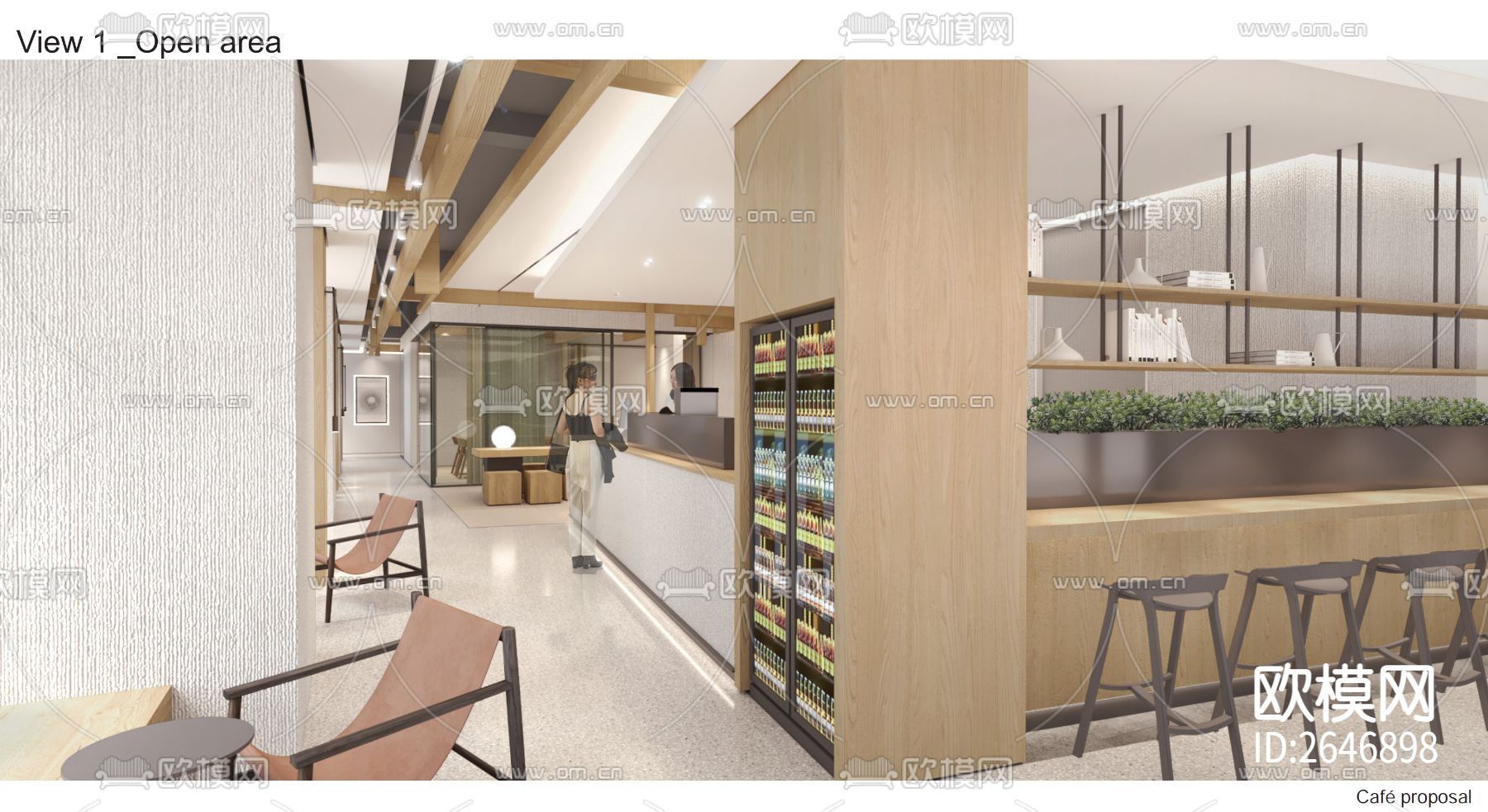 咖啡店CAD施工图下载（渲染图3）