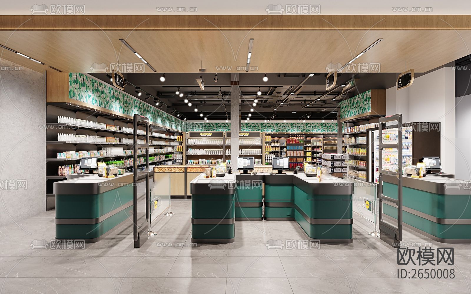 超市CAD施工图下载（渲染图1）