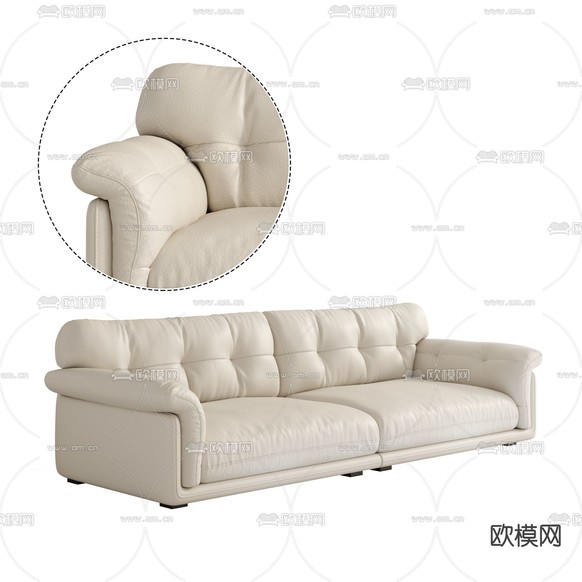 双人沙发 软体沙发3d模型下载(渲染图2)
