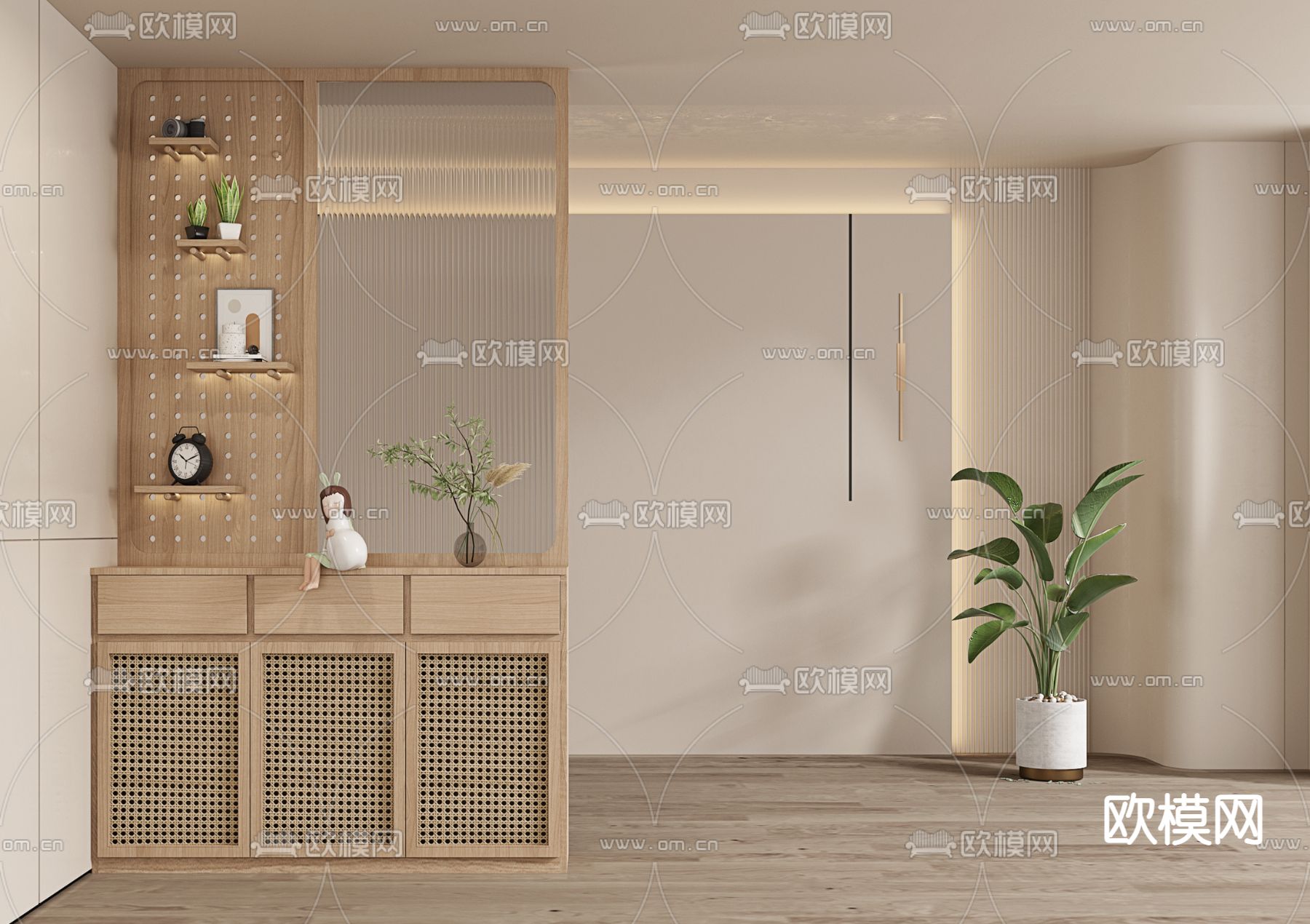 日式鞋柜 边柜3d模型下载